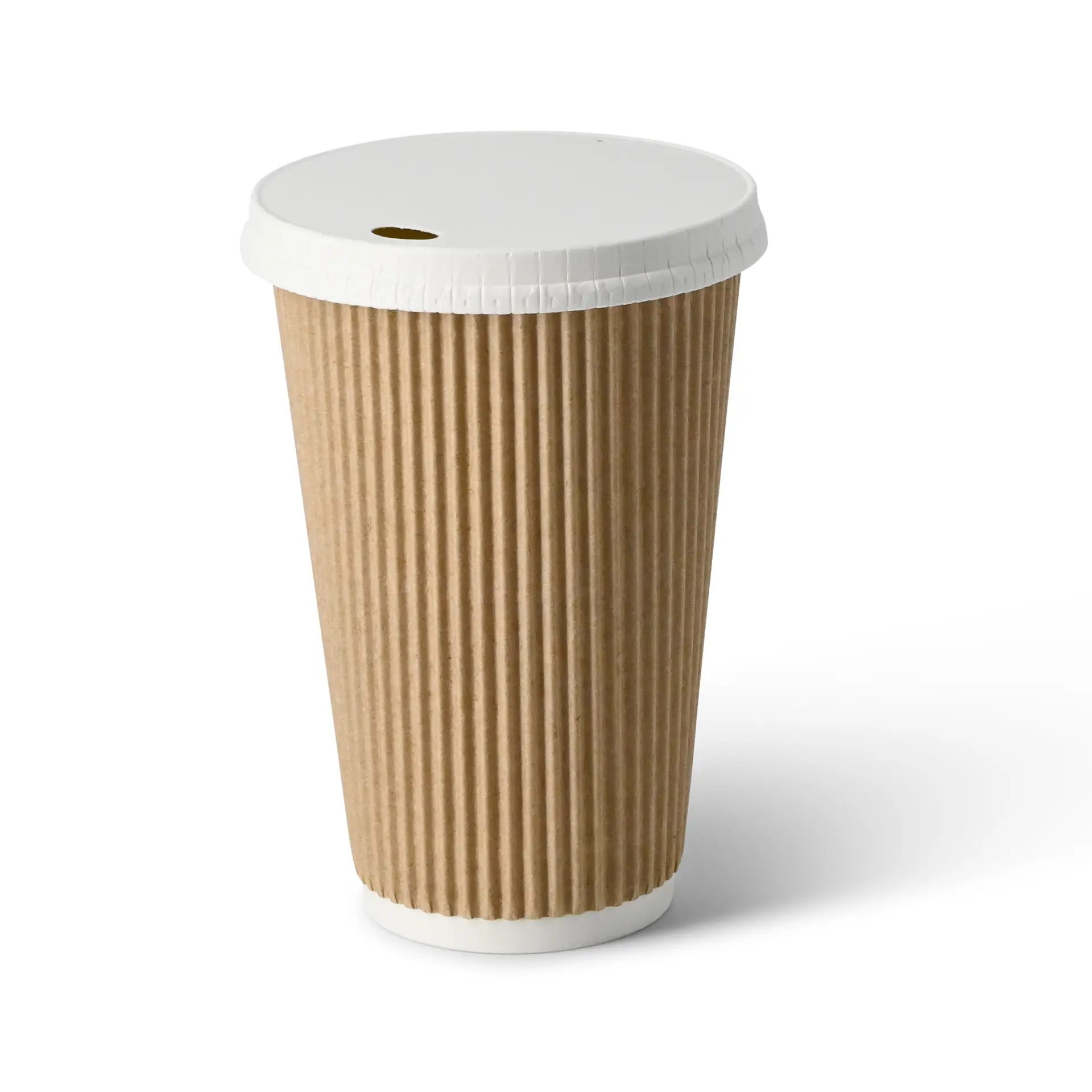 16 oz Take away coffee cups (coated) / Ripple cups, Ø 80 mm, brown, inner white