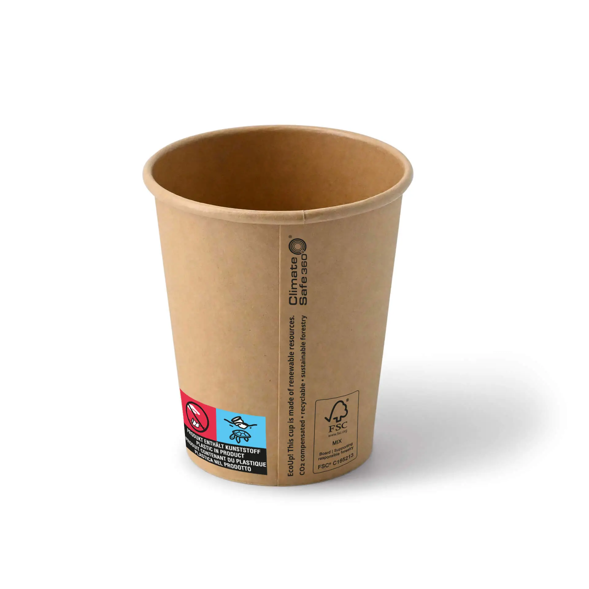 8 oz Paper cups (coated), Ø 80 mm, brown