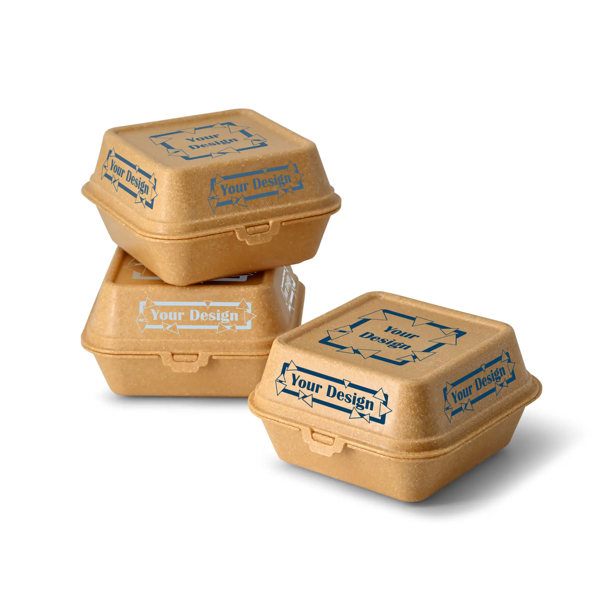 Reusable burger boxes "merways Box" (4 surfaces) 16 x 15 x 8.5 cm, caramel / brown