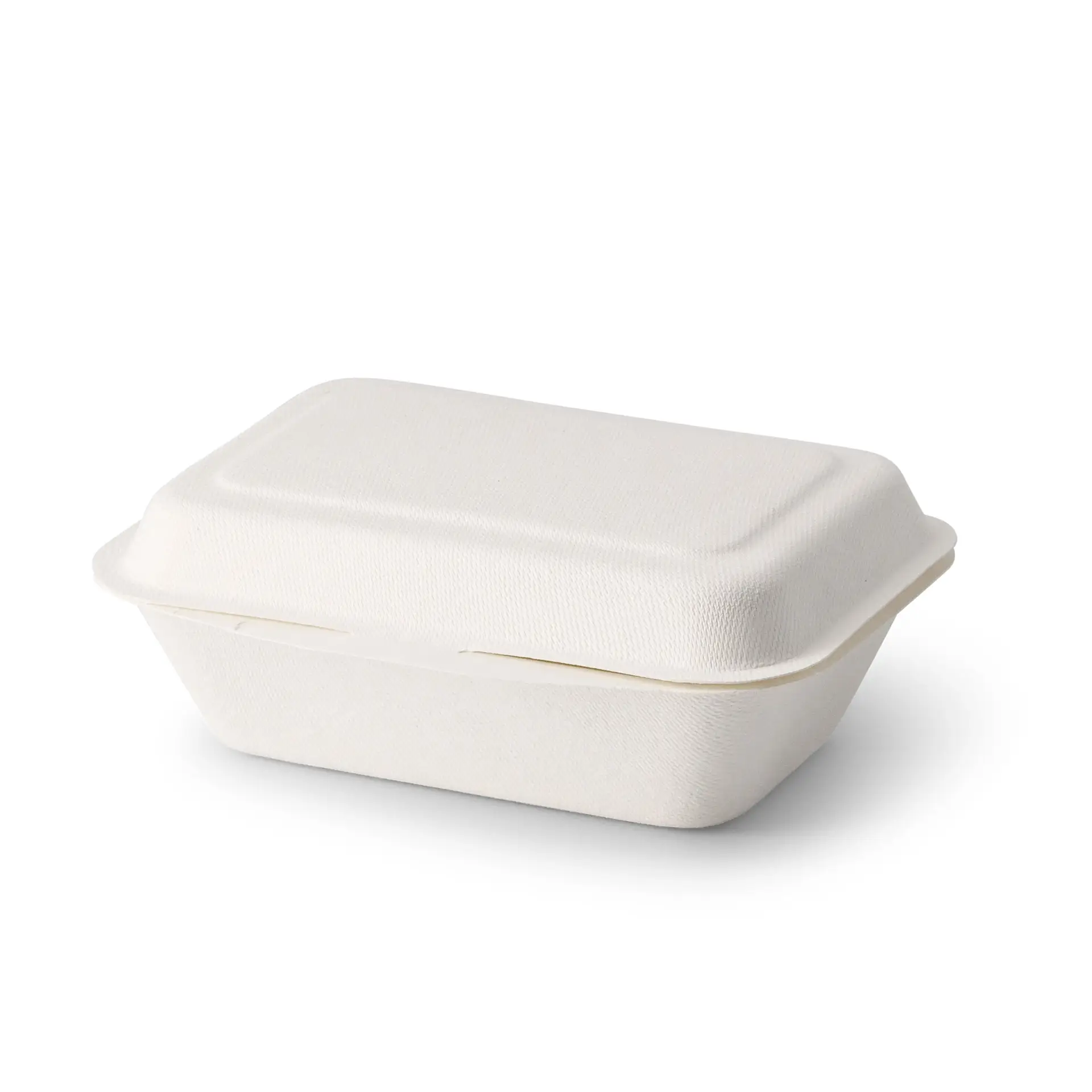 Sugarcane-containers 18.5 x 13 x 6.5 cm, hinged-lid, rectangular