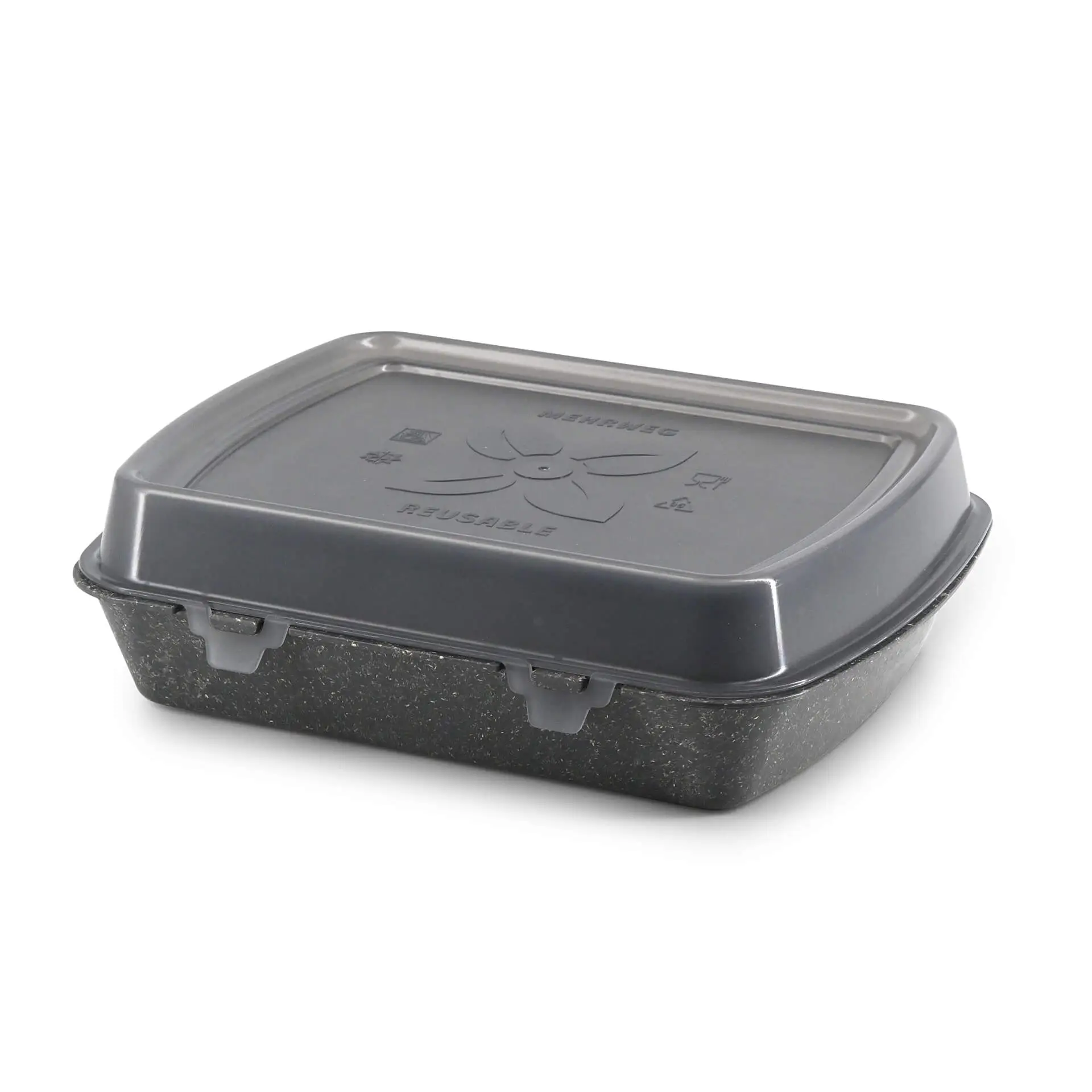 Reusable menu-containers merways-Box 24,5 x 20 x 4,5 cm, HP4, pepper / grey