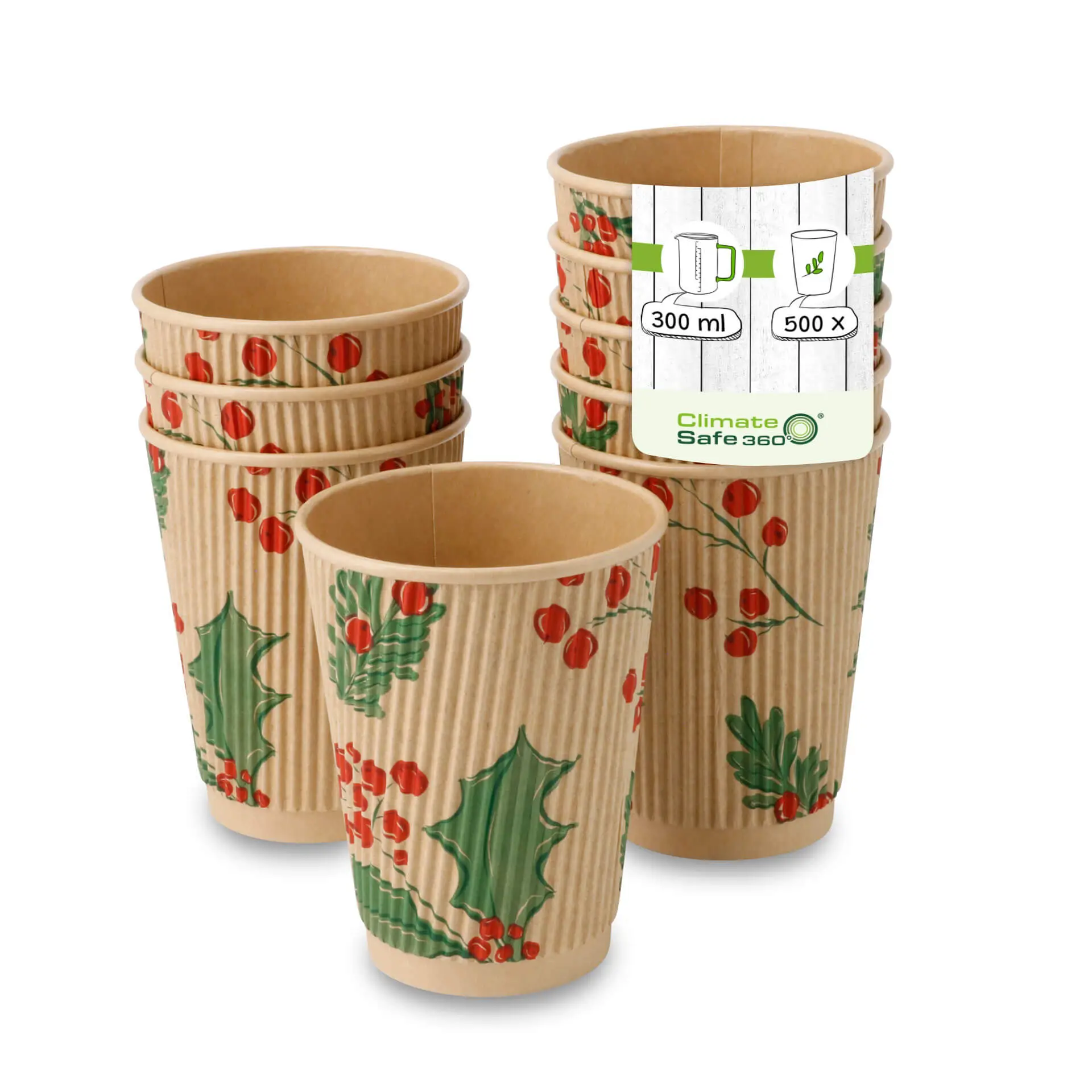 Ripple cups Winter "Branches" 300 ml / 12 oz, Ø 90 mm, unbleached