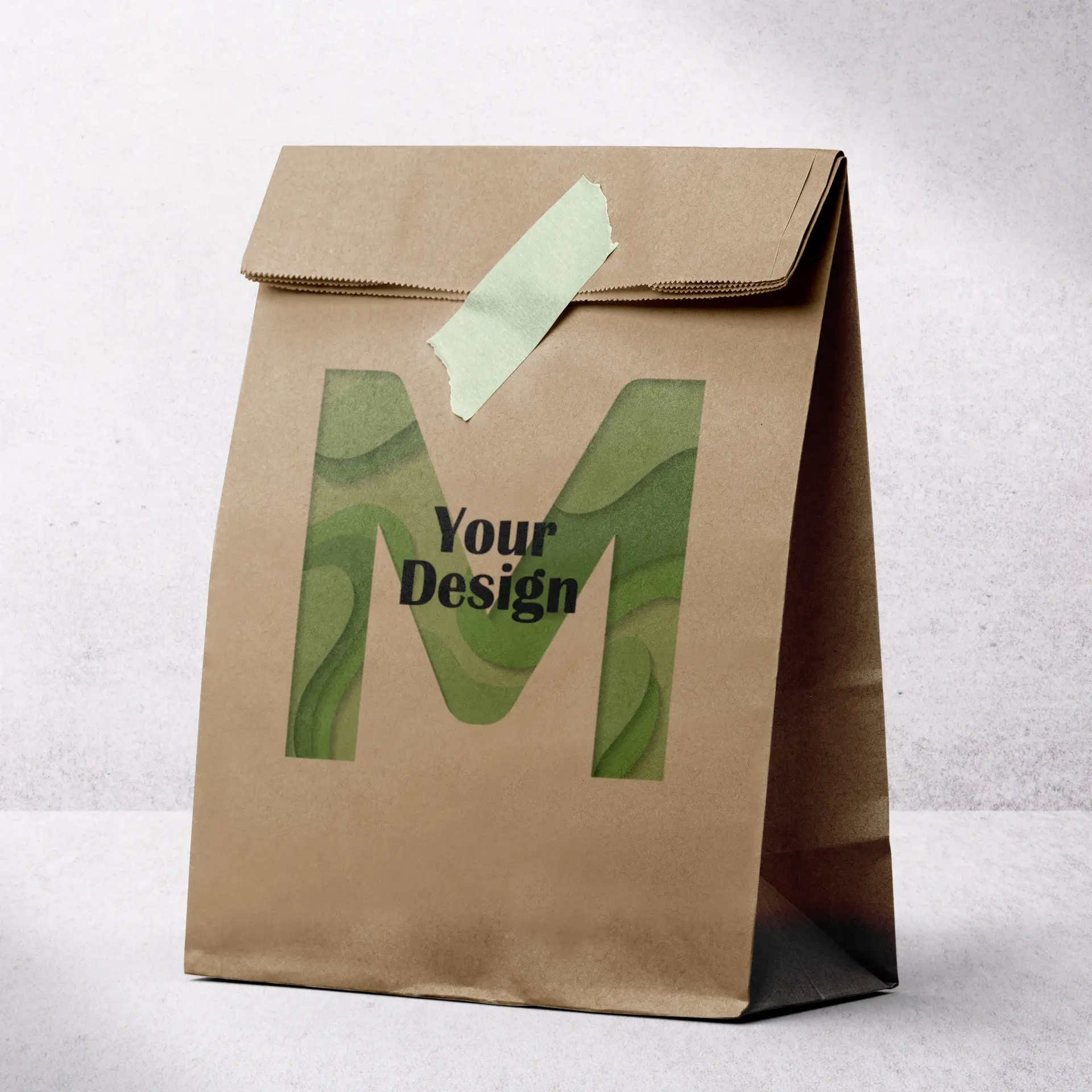 Paper bag custom printing M 22 x 12 x 36 cm, kraft