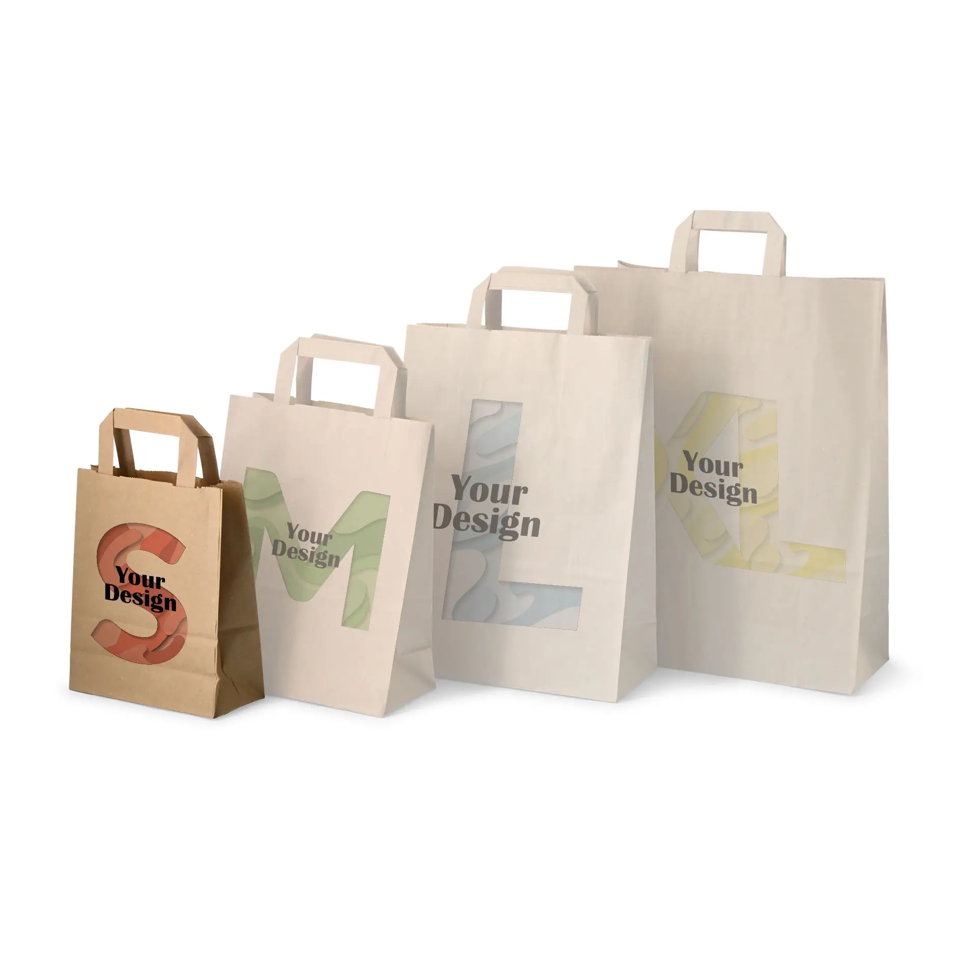 Paper bag custom printing S, 18 x 8 x 22 cm, kraft