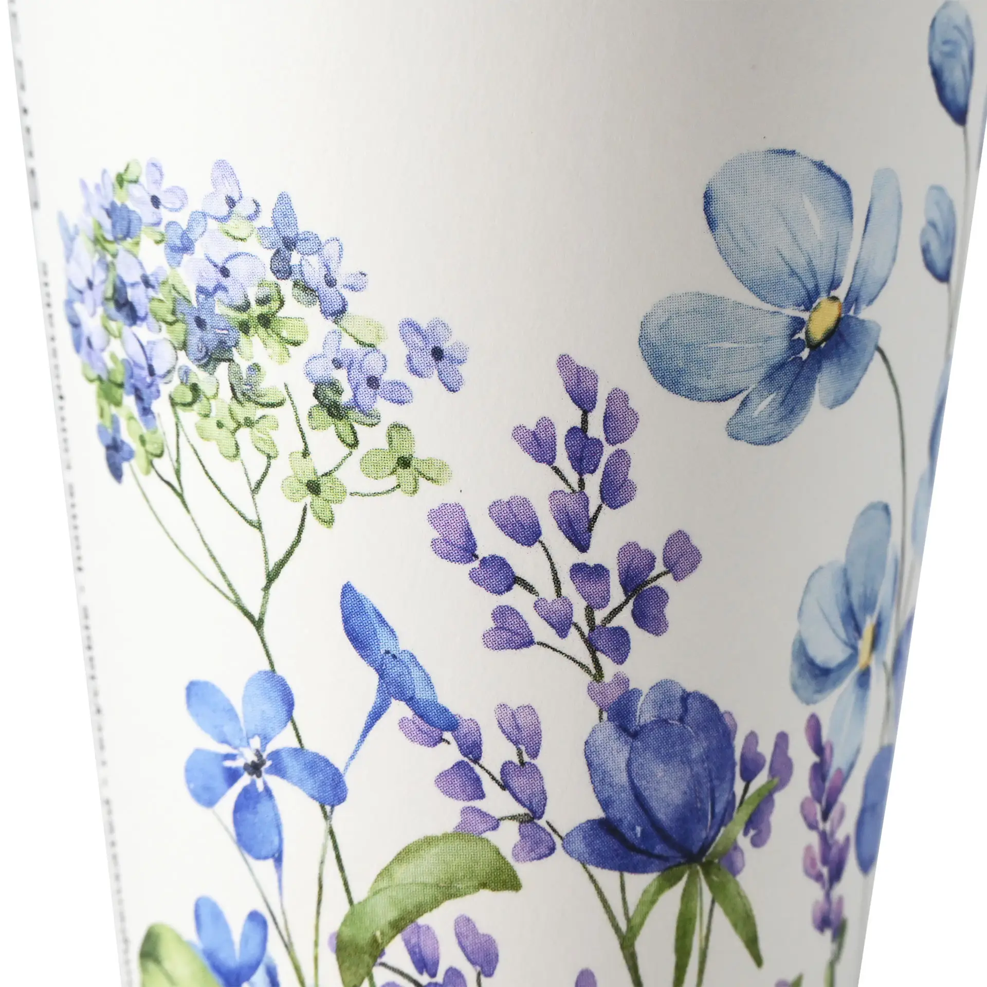 12 oz Paper cups spring 'Violets' single wall, Ø 90 mm, blue