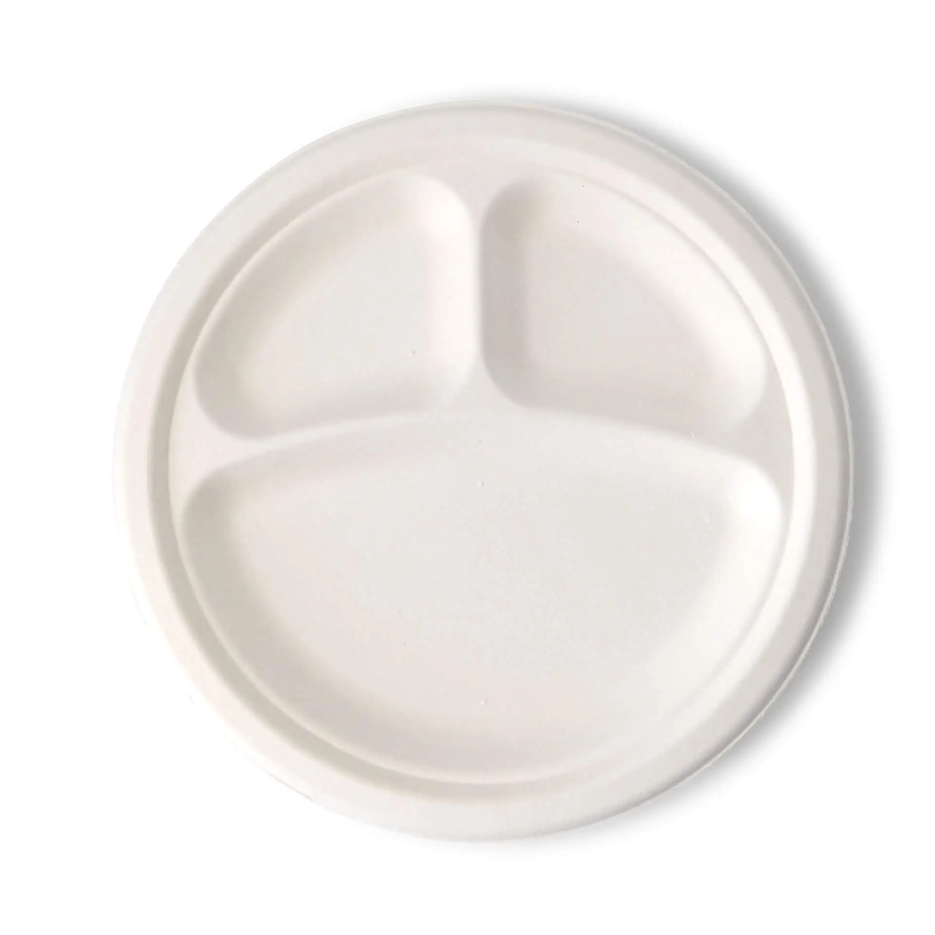 Ø 22 cm, Sugarcane-menu plate 3 compartments, round