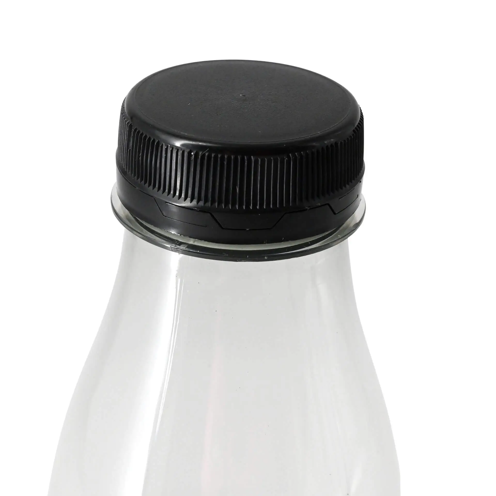 500 ml / 17.5 oz rPET bottles, clear, black lid