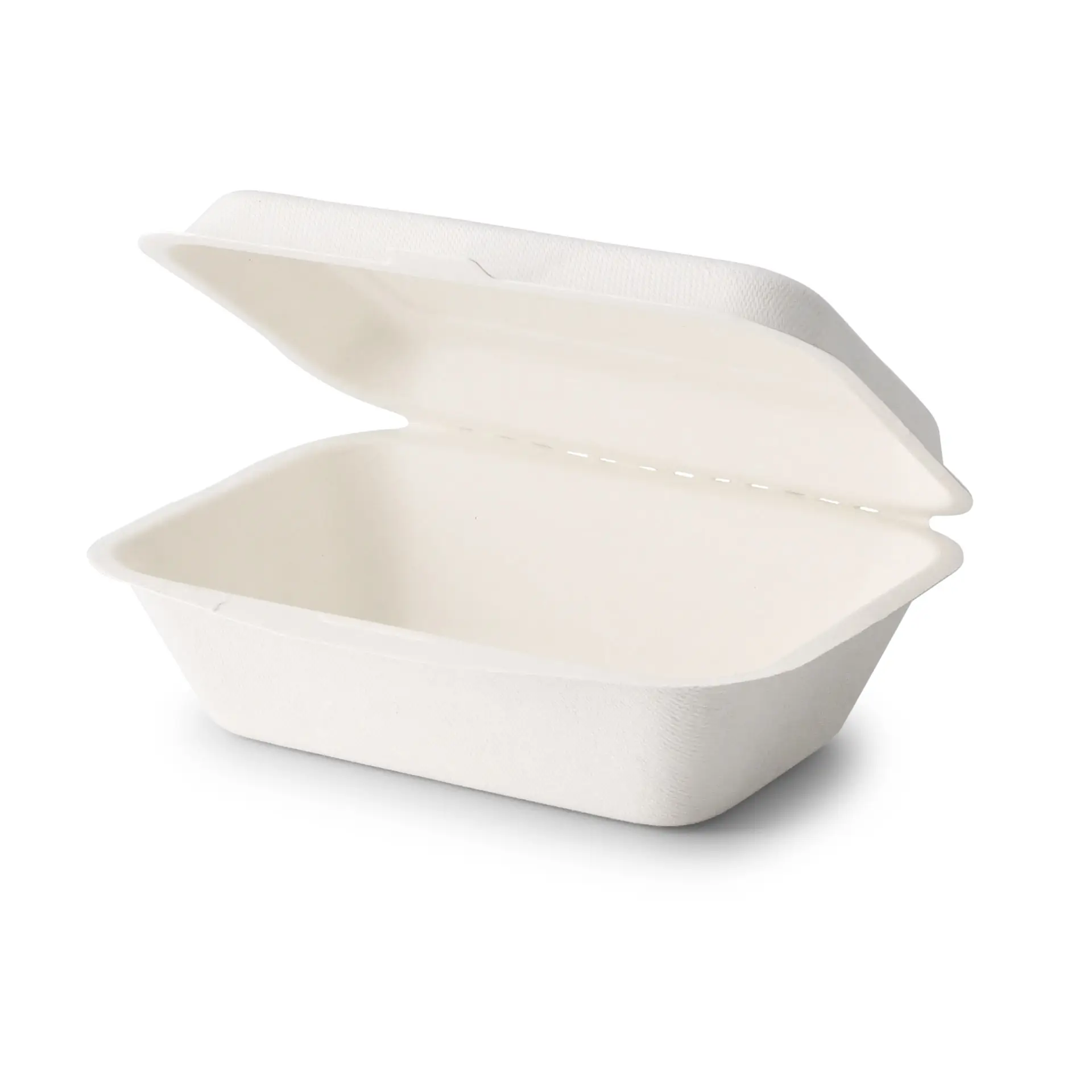 Sugarcane-containers 18.5 x 13 x 6.5 cm, hinged-lid, rectangular