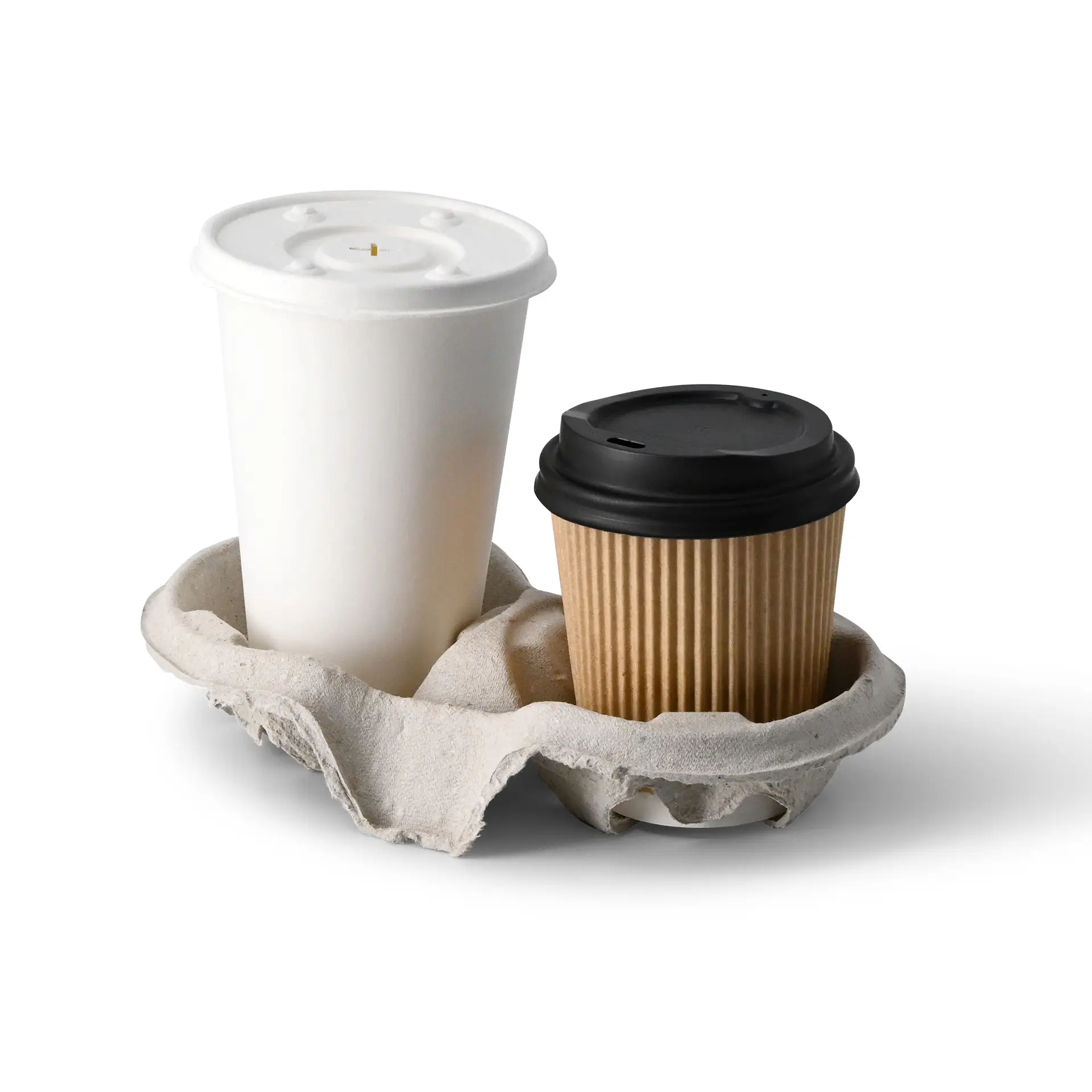 Double cardboard cup holder, kraft