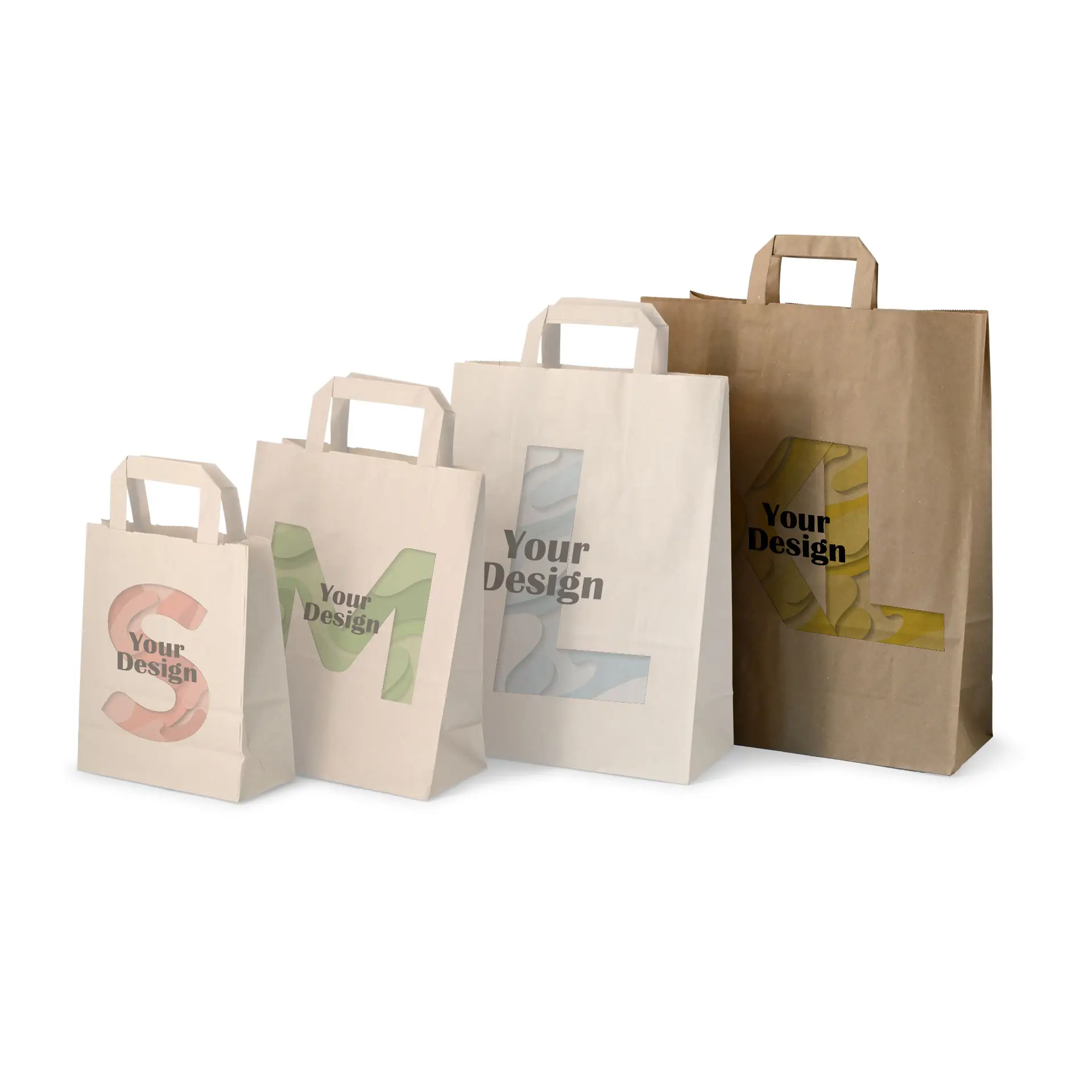 Paper bag printing with logo XL, 32 x 12 x 40 cm, kraft