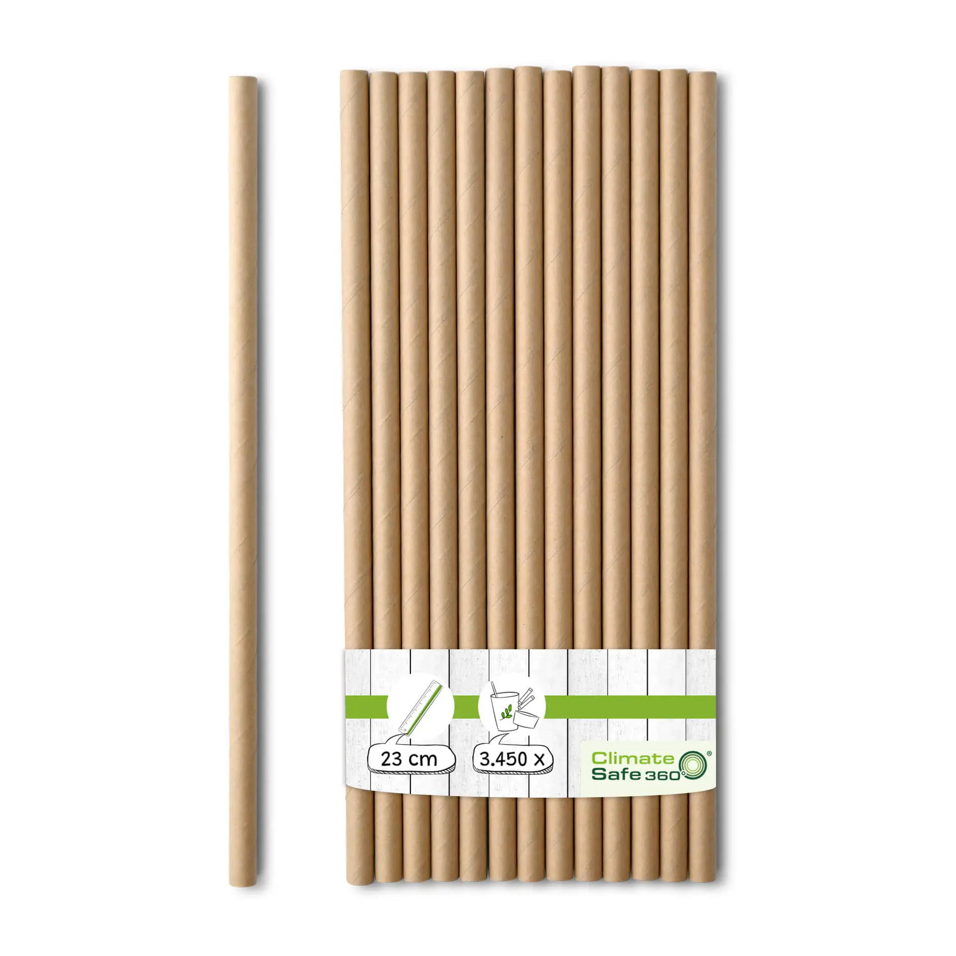 23 cm, Ø 0.8 cm Paper jumbo straws, kraft