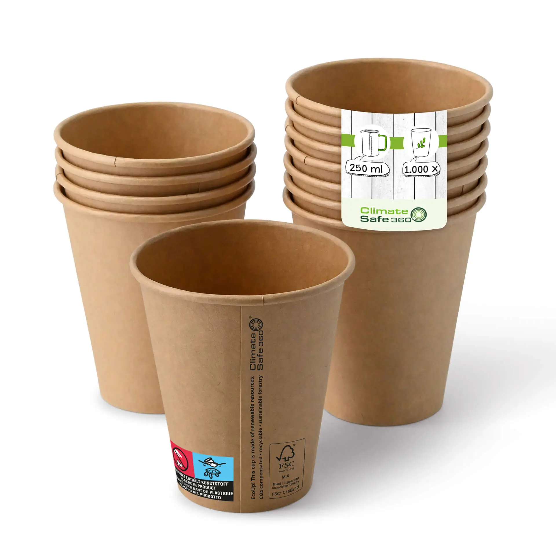 10 oz Paper cups (coated), Ø 90 mm, brown