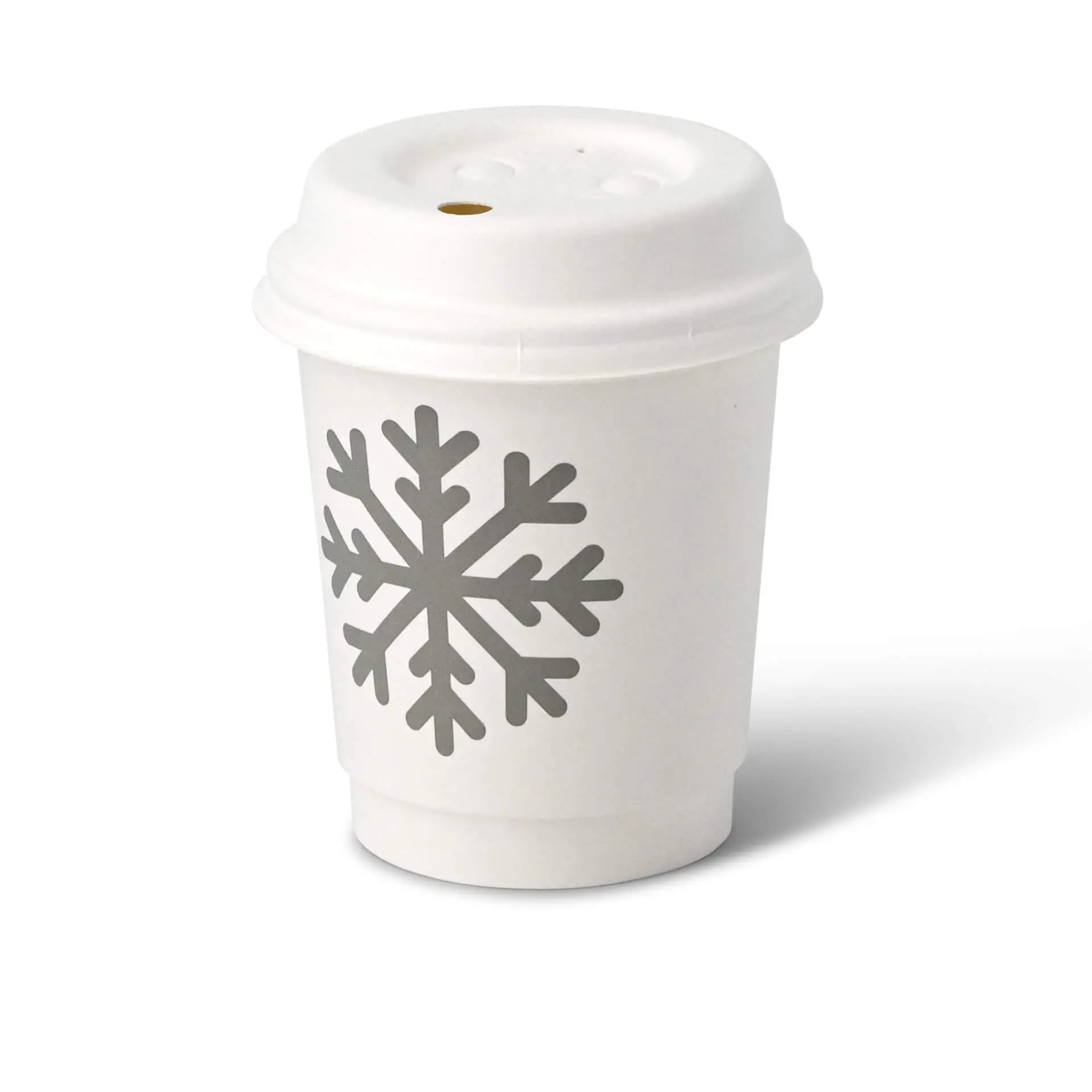 Double-walled paper cup Winter "Snowflake", 200 ml / 8 oz, Ø 80 mm, white