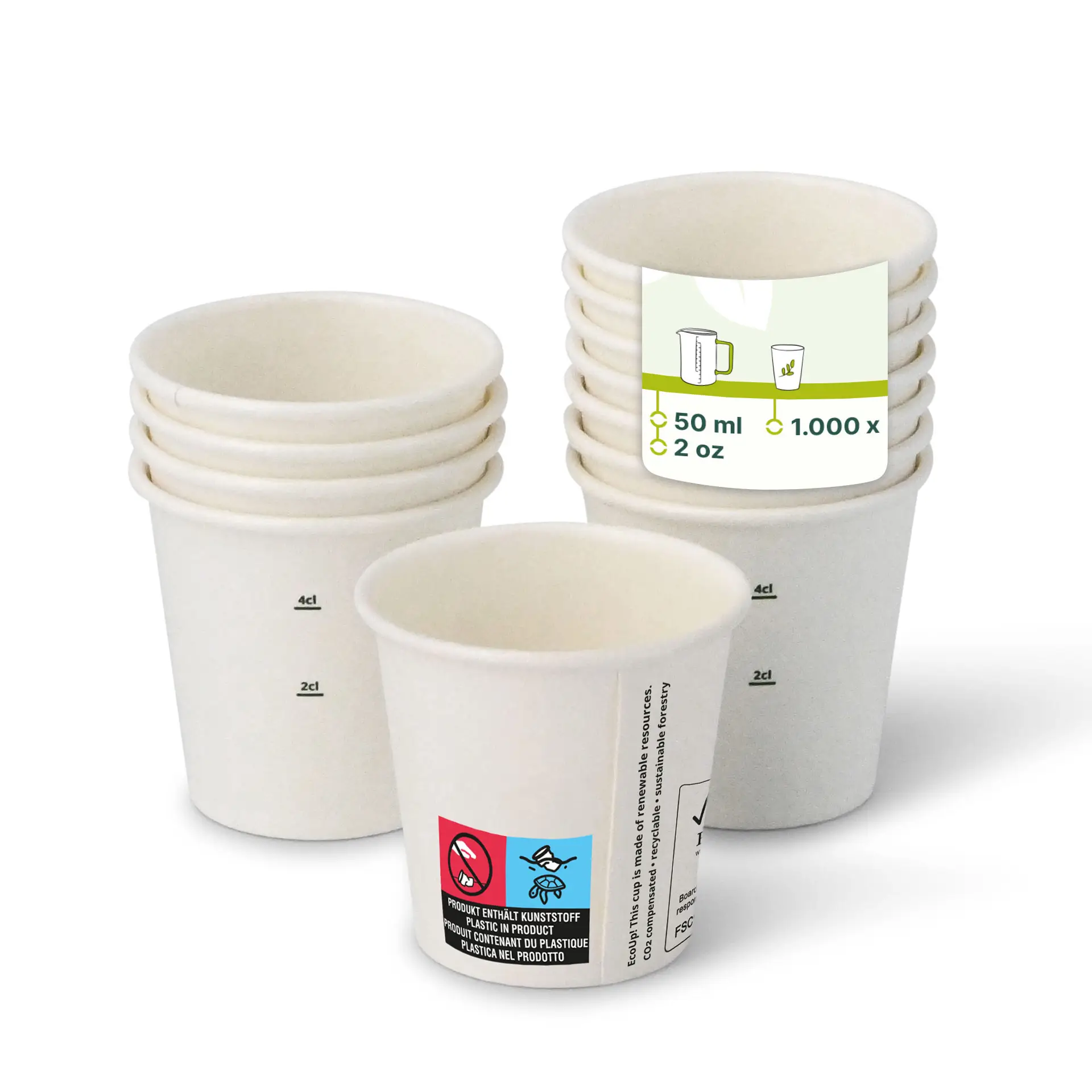 2 oz Paper cups (coated), Ø 50 mm, white