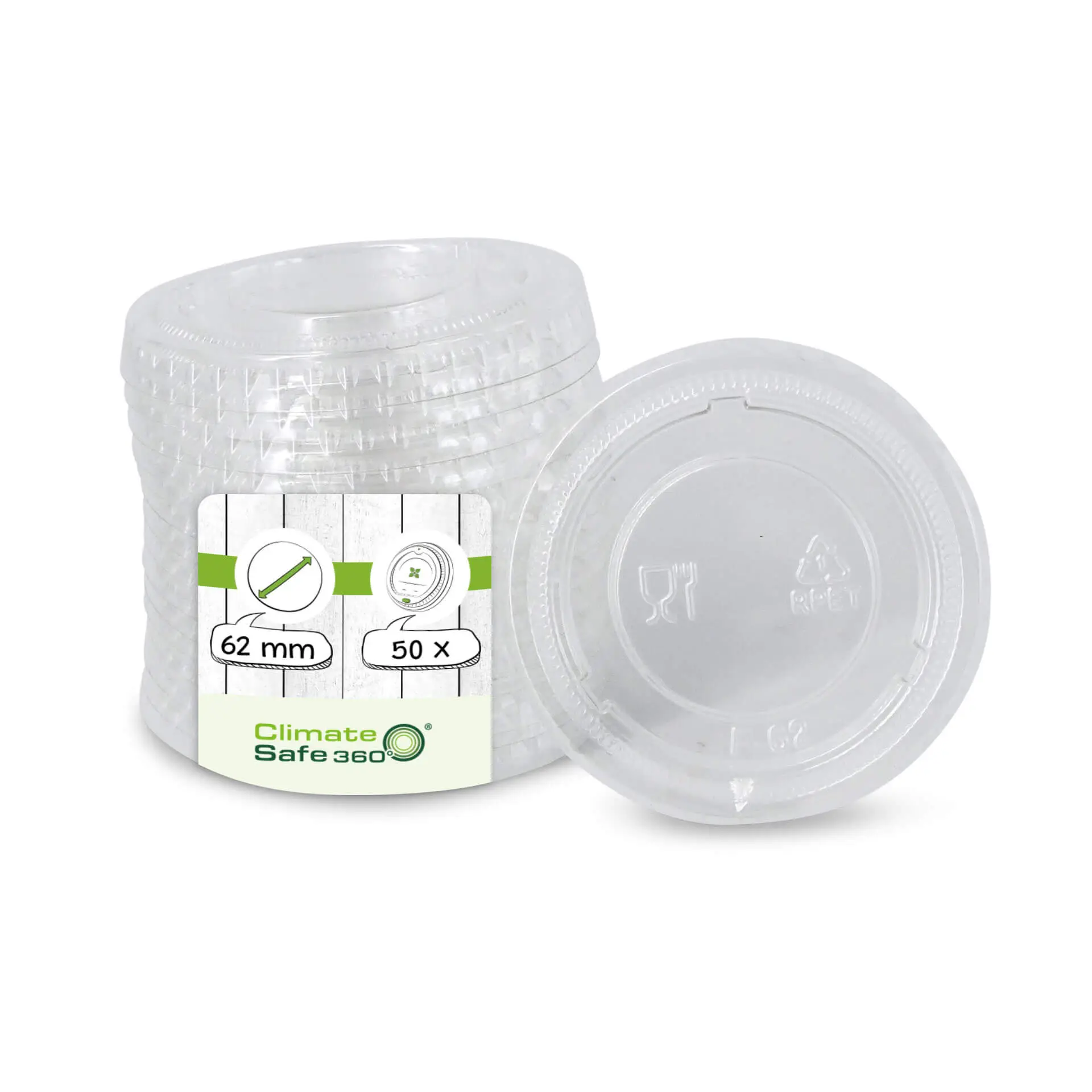 rPET-lids Ø 62 mm, transparent