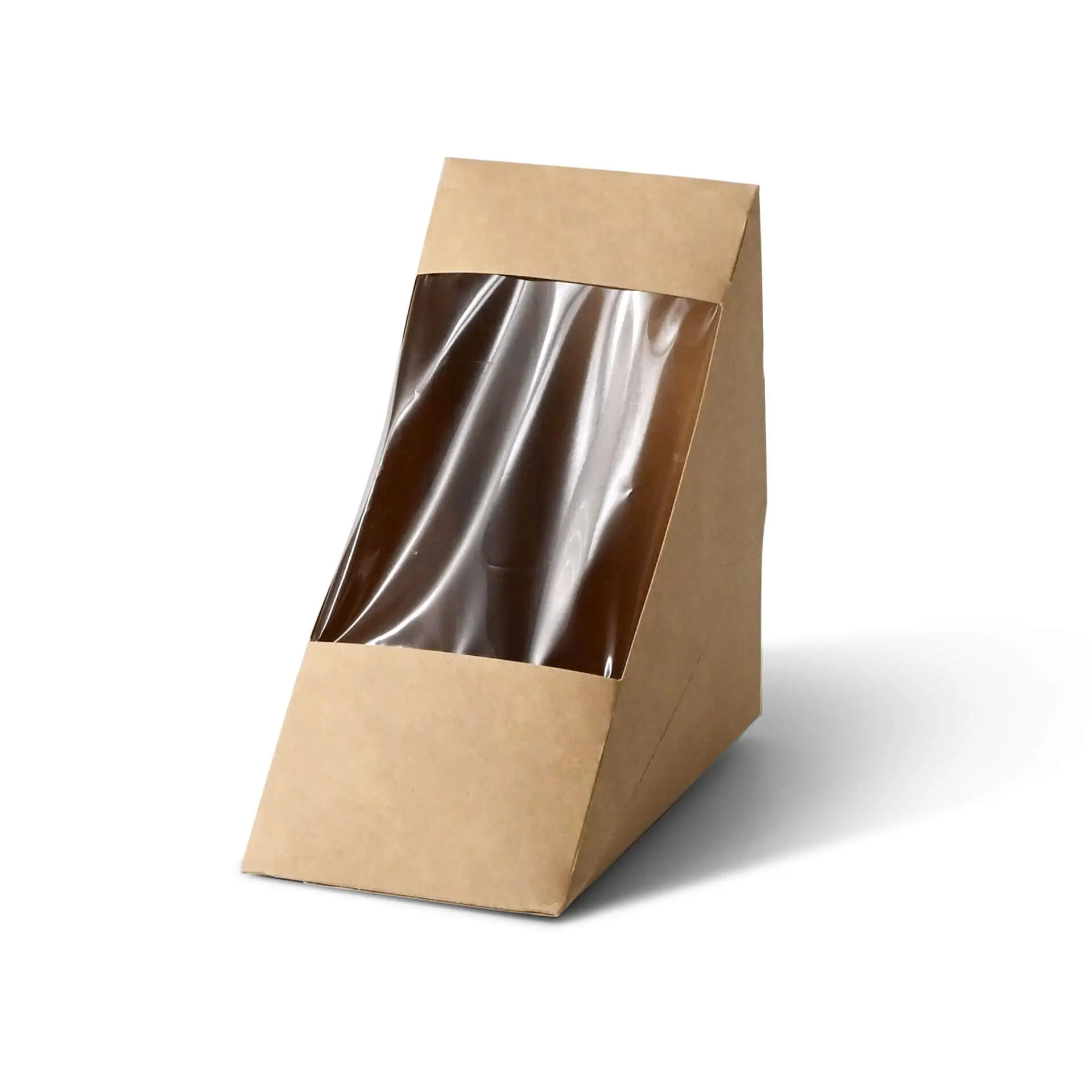 Cardboard Sandwich Boxes, PLA-window, brown