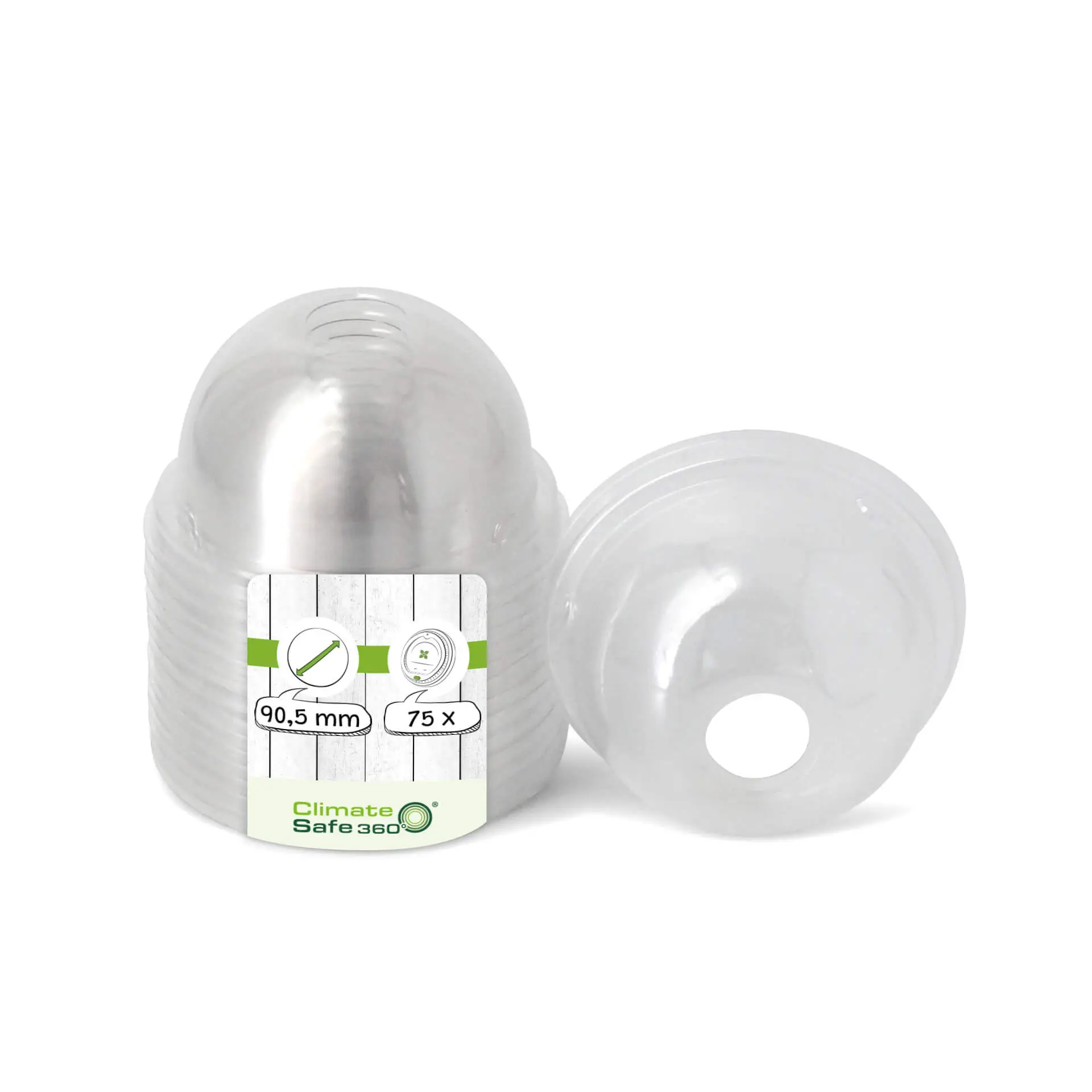 rPET dome lids Ø 90,5 mm, straw hole