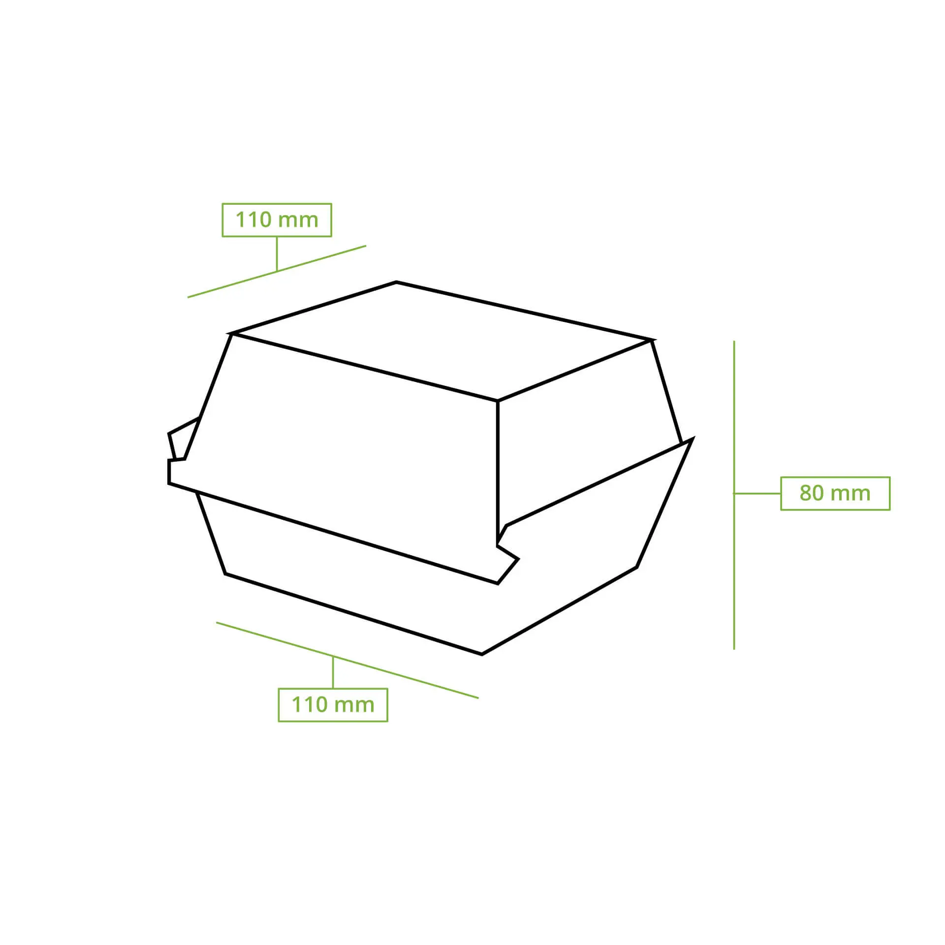 Take-away burger boxes 11 x 11 x 8 cm, kraft-white