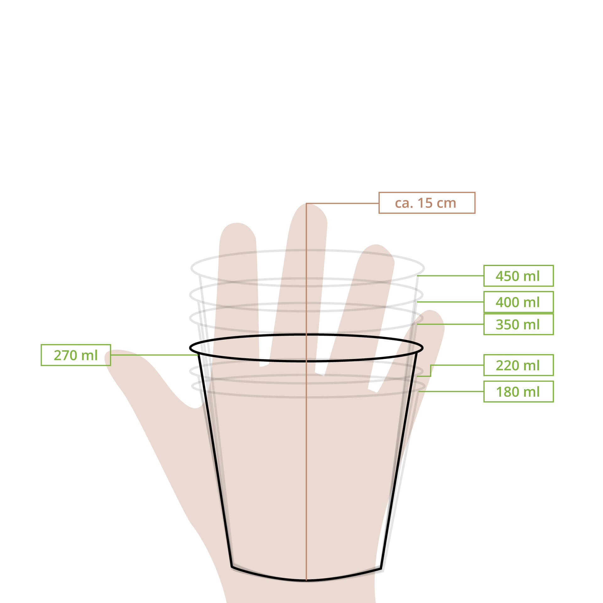 Eisbecher aus Pappe M, 200 ml, max. 270 ml, Ø 92 mm, braun