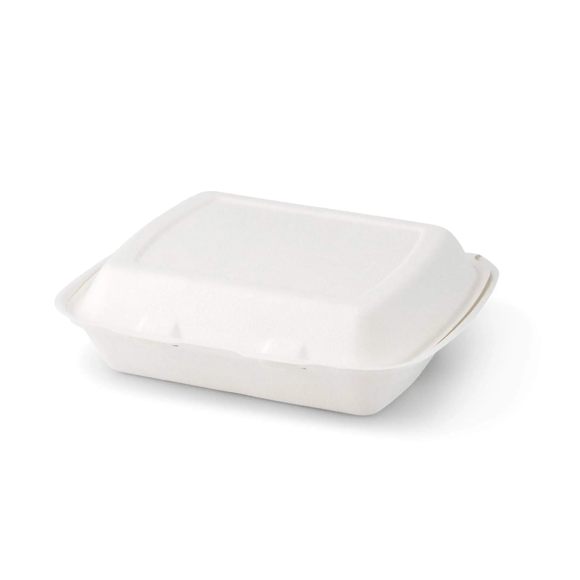 Sugarcane-menu containers 25 x 20 x 7.5 cm, 3 compartments, HP4/3,  hinged-lid, rectangular