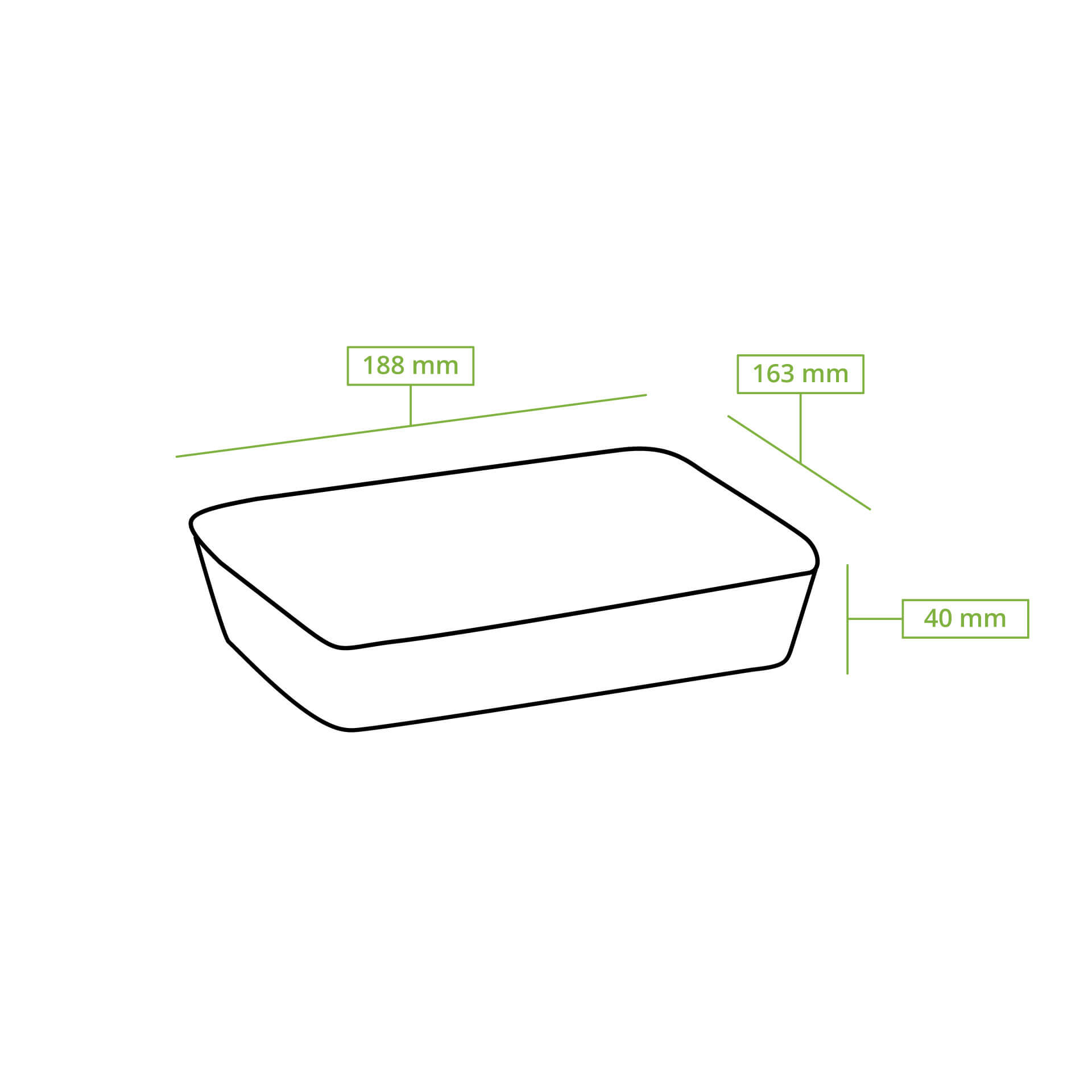 Dip-Teller aus Zuckerrohr 16,5 x 19 cm, rechteckig