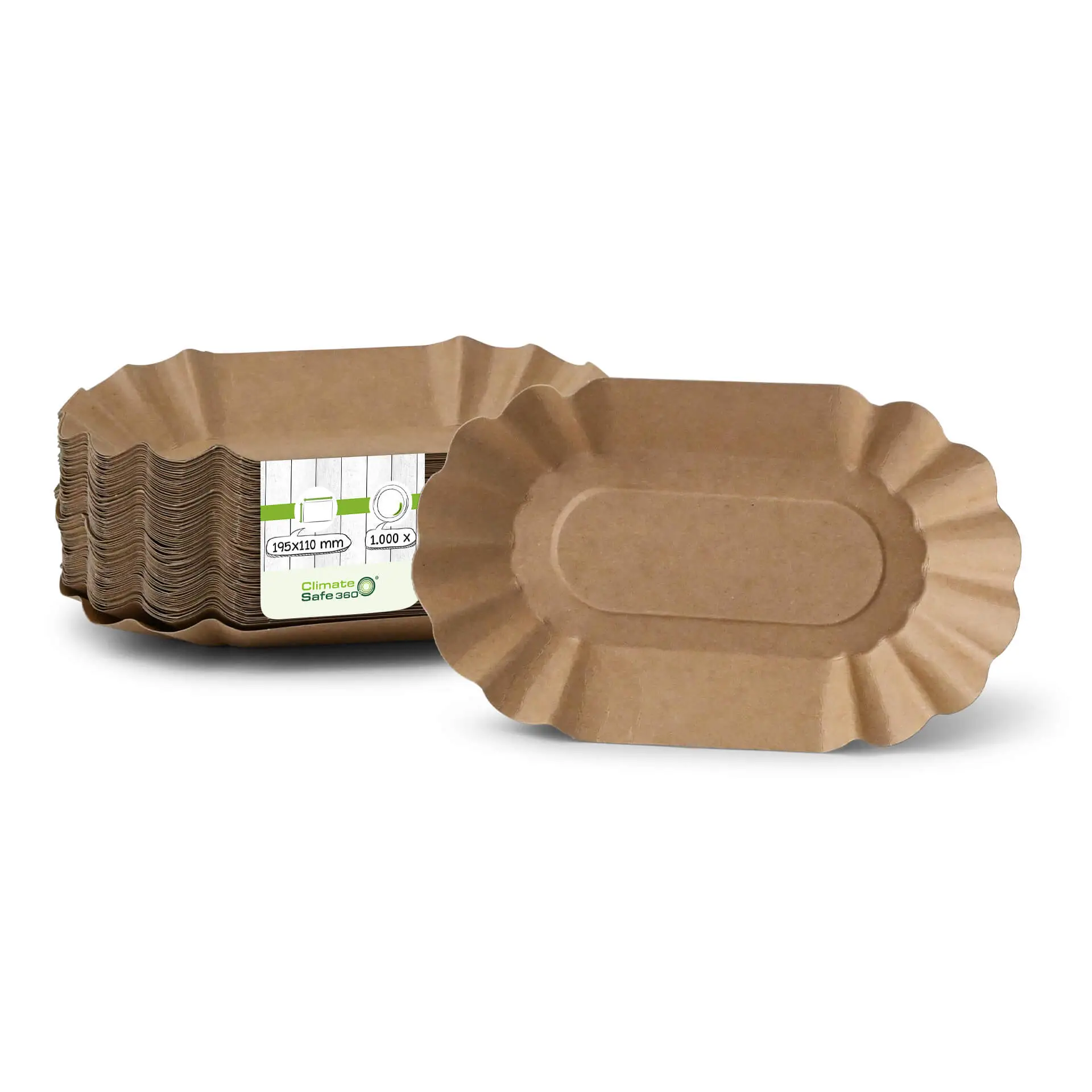 Paper food trays 19.5 x 11 x 3 cm, kraft, oval