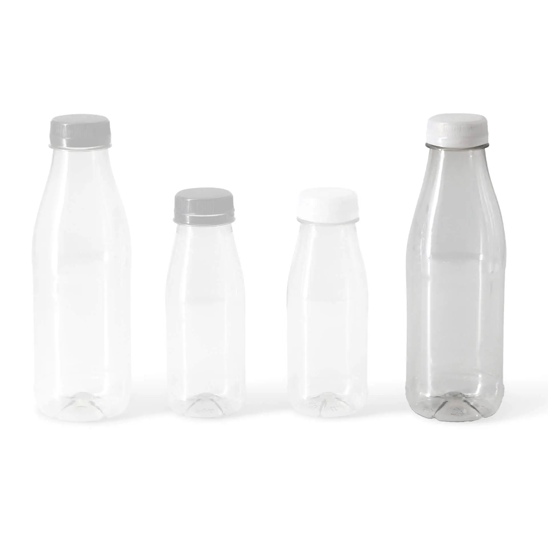 500 ml / 17.5 oz rPET bottles, clear, white lid