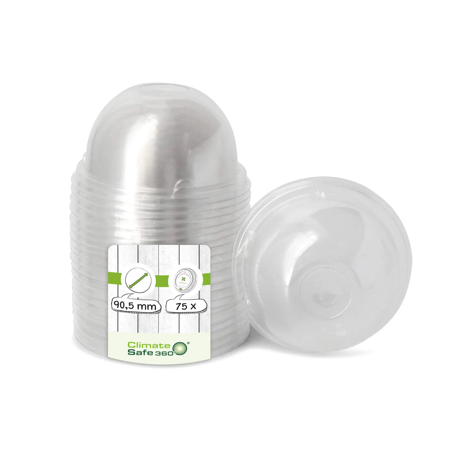 rPET dome lids Ø 90,5 mm, closed