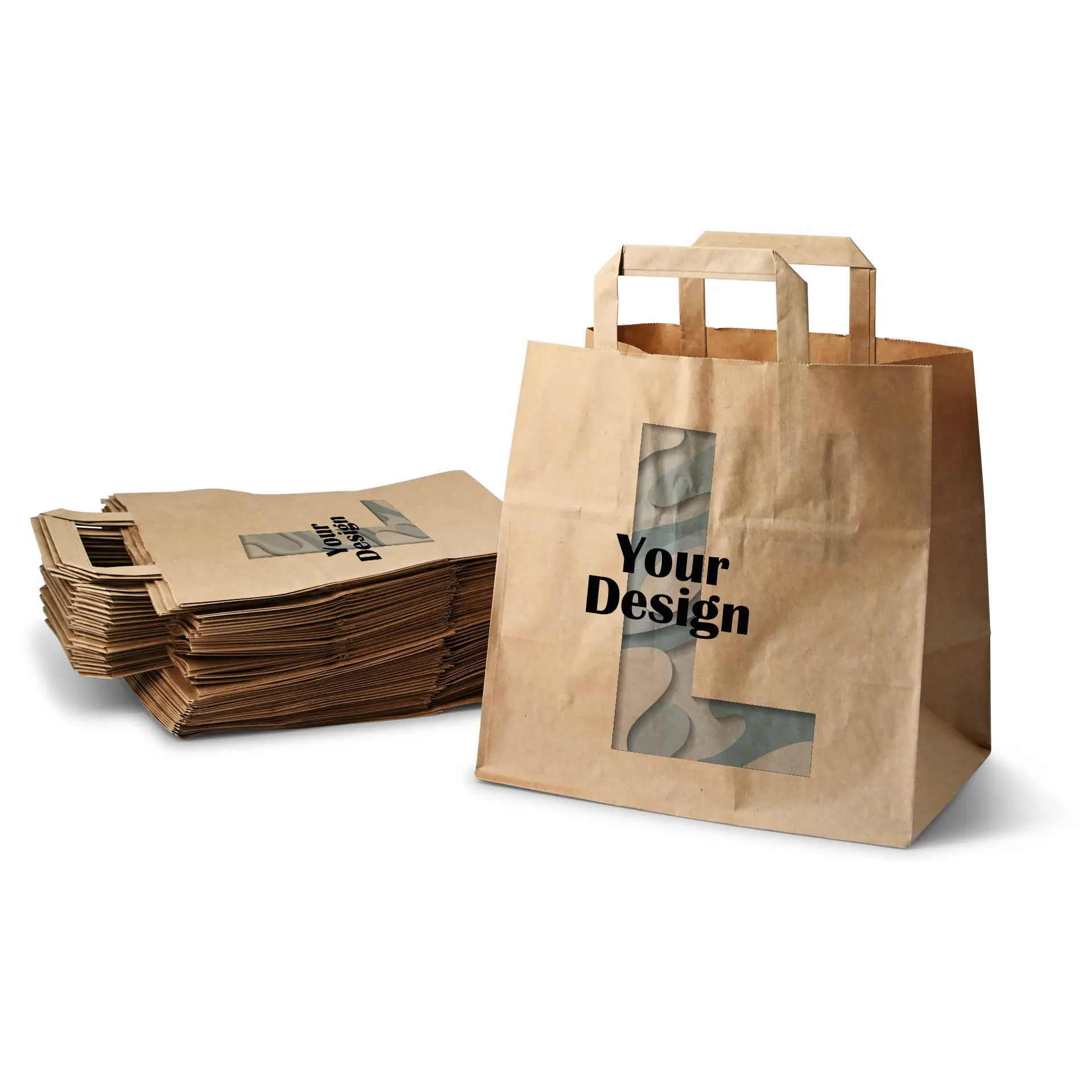 Paper bag printing with logo L, 26 x 17 x 25 cm, kraft, wide bottom