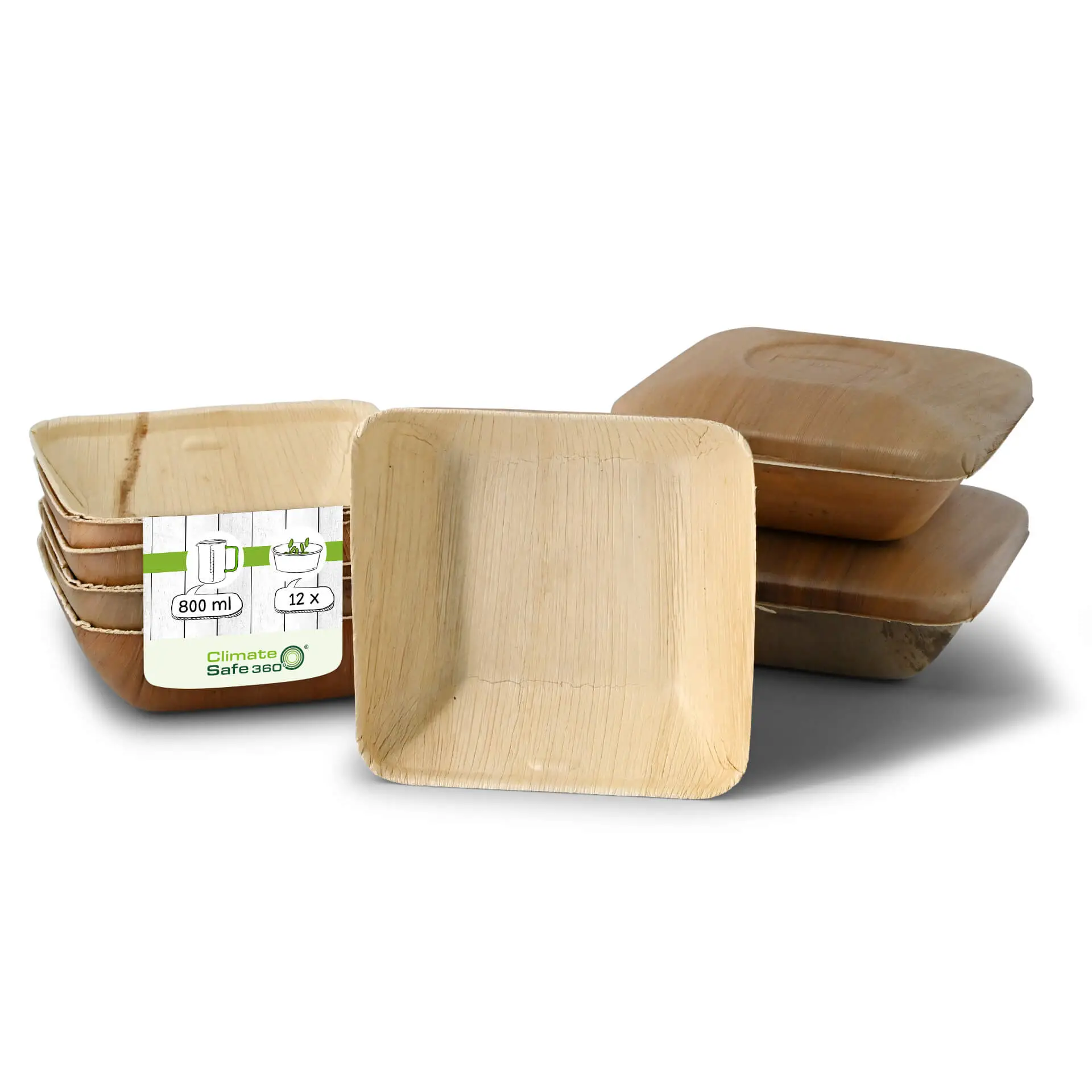 Palm leaf bowls "Palmware®" 800 ml, with lid, square