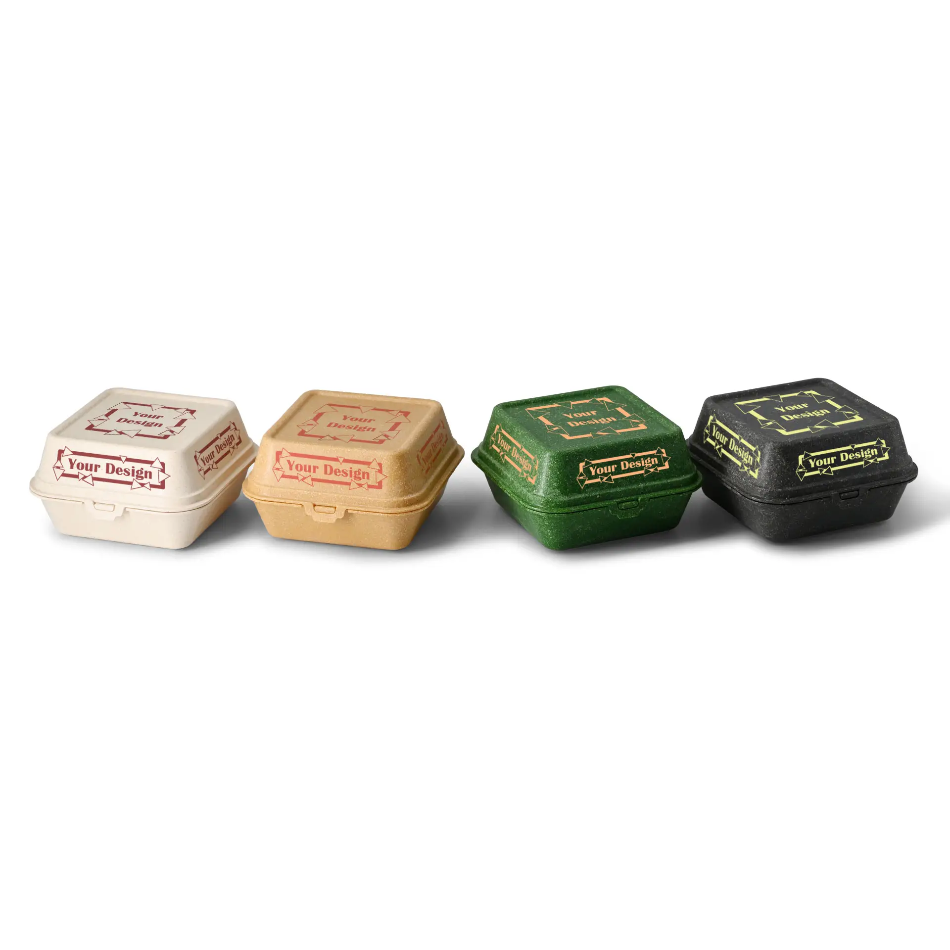 Reusable burger boxes printing "merways Box" (4 surfaces) 16 x 15 x 8.5 cm, spinach / dark green