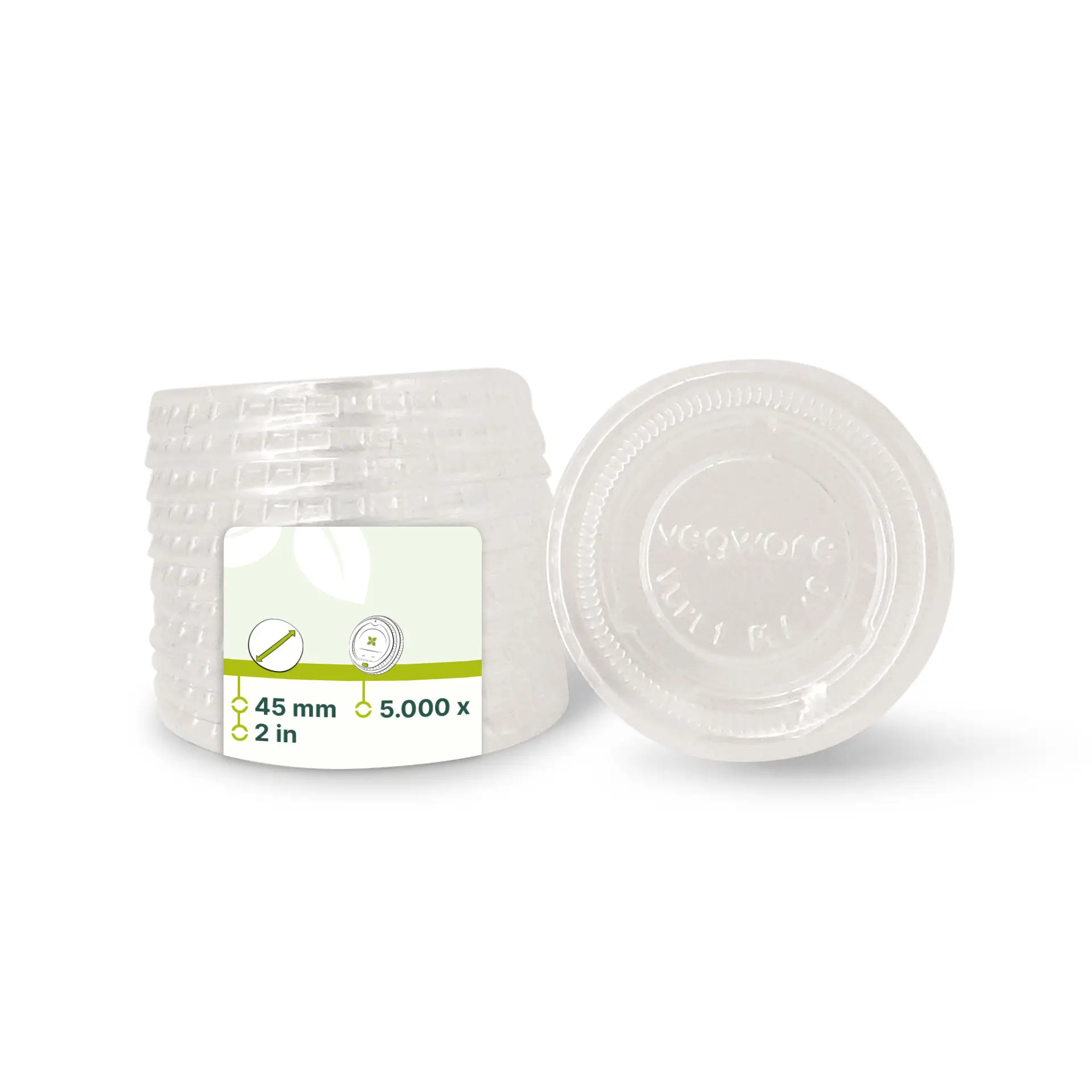 PLA lids Ø 45 mm, clear, round