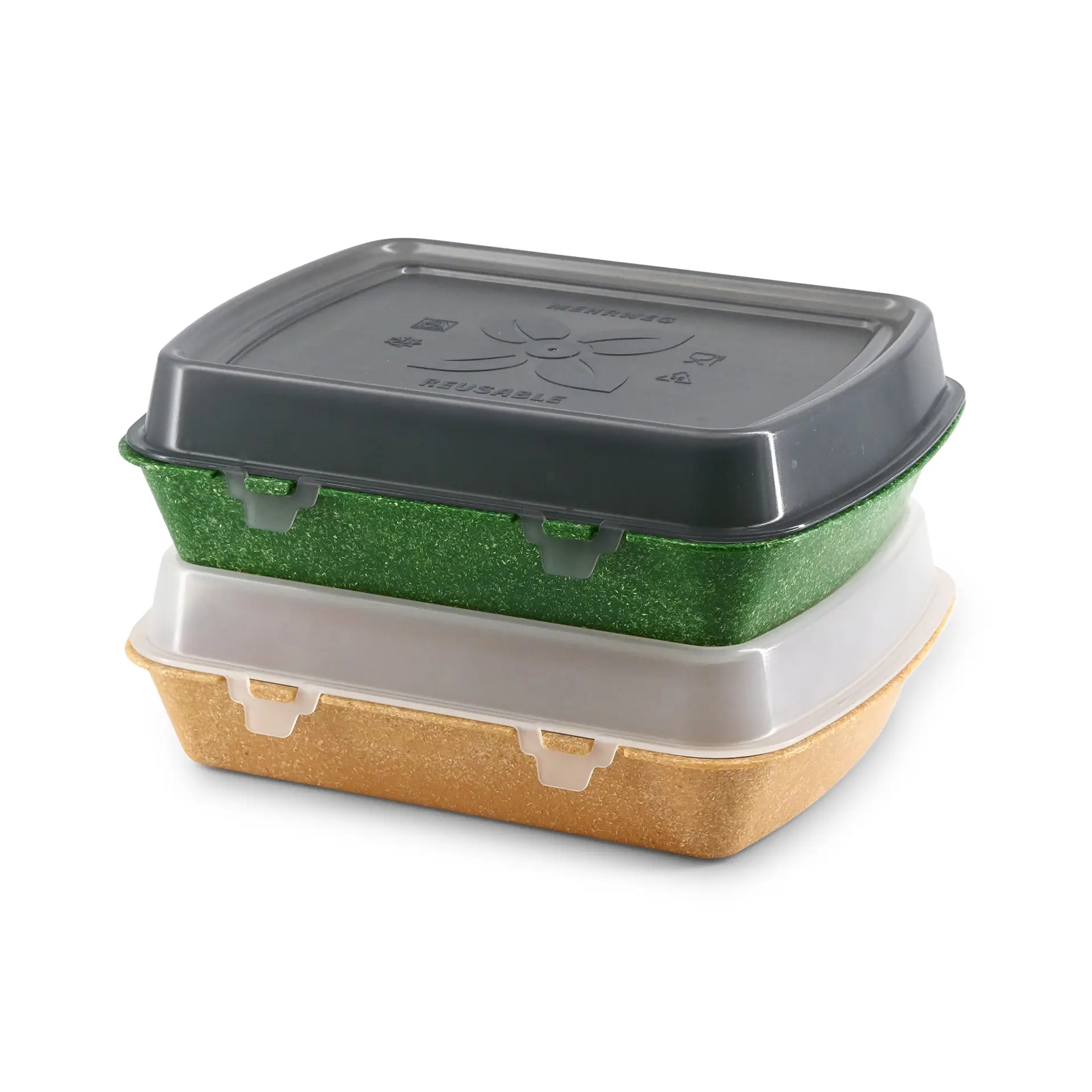 Reusable menu-containers merways-Box 24,5 x 20 x 4,5 cm, HP4, spinach / dark green