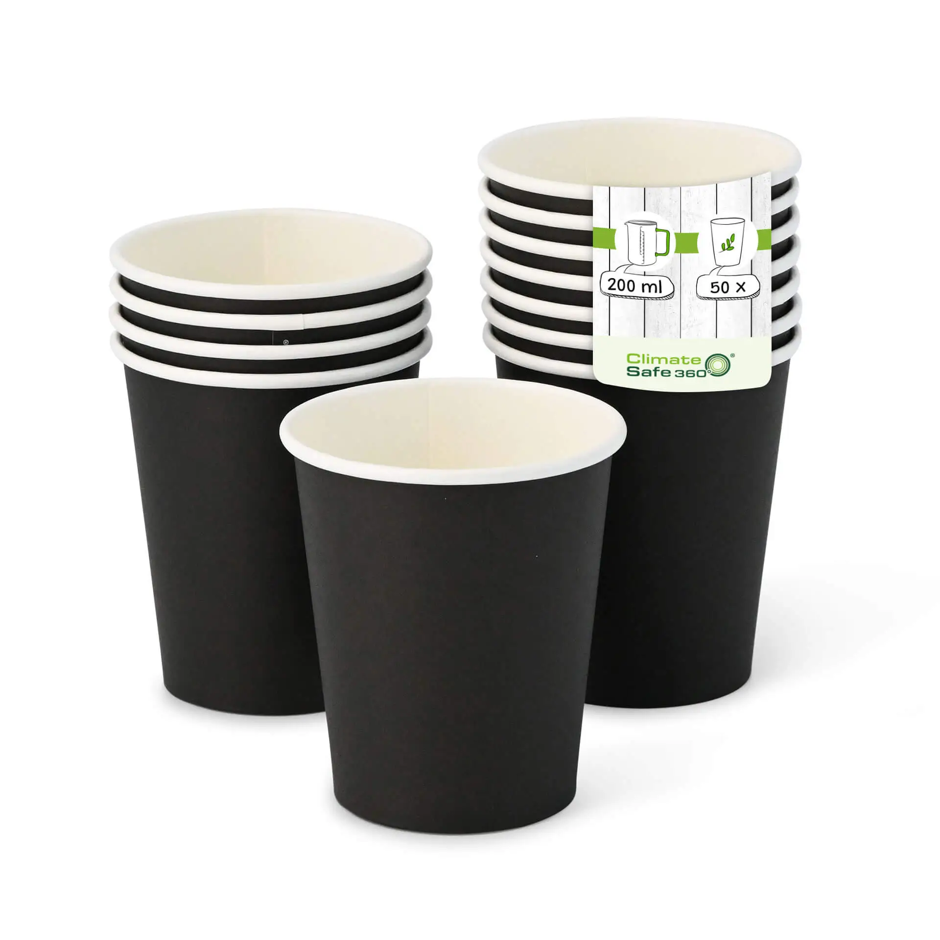 8 oz Paper cups single wall, Ø 80 mm, black