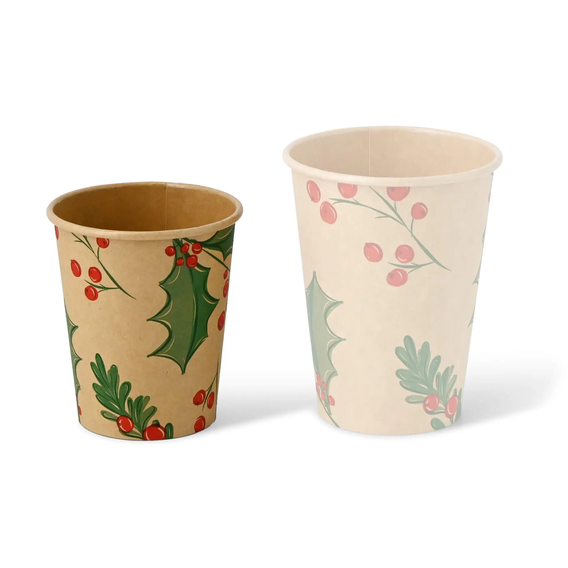 Paper cups Winter "Branches" 200 ml / 8 oz, Ø 80 mm, unbleached