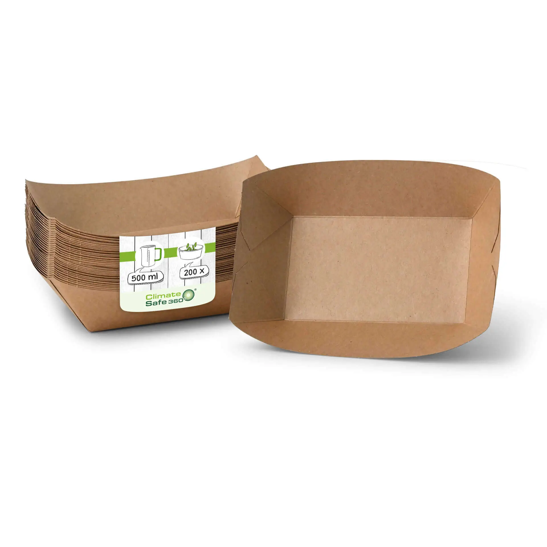 Premium Paper Food Trays 500 ml, brown, bio-coated