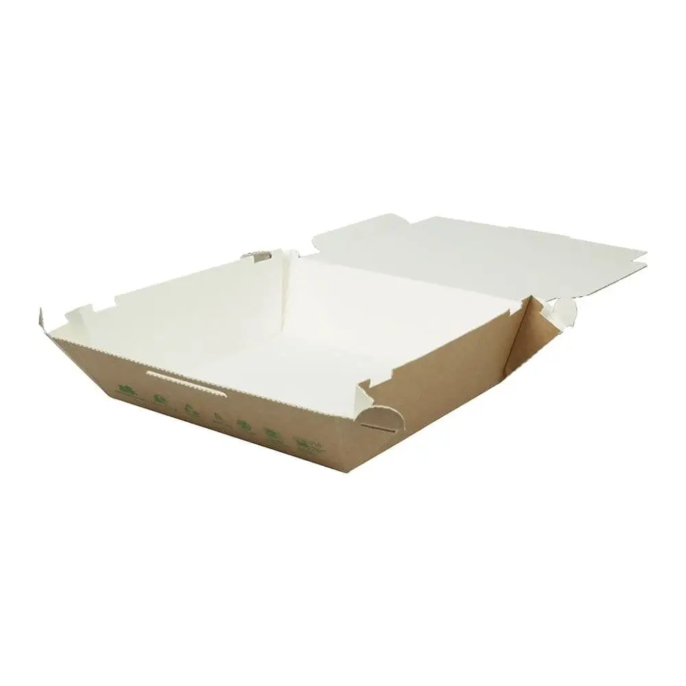 Takeaway-cardboard boxes x1700 ml, heat proof, brown, bio-coated