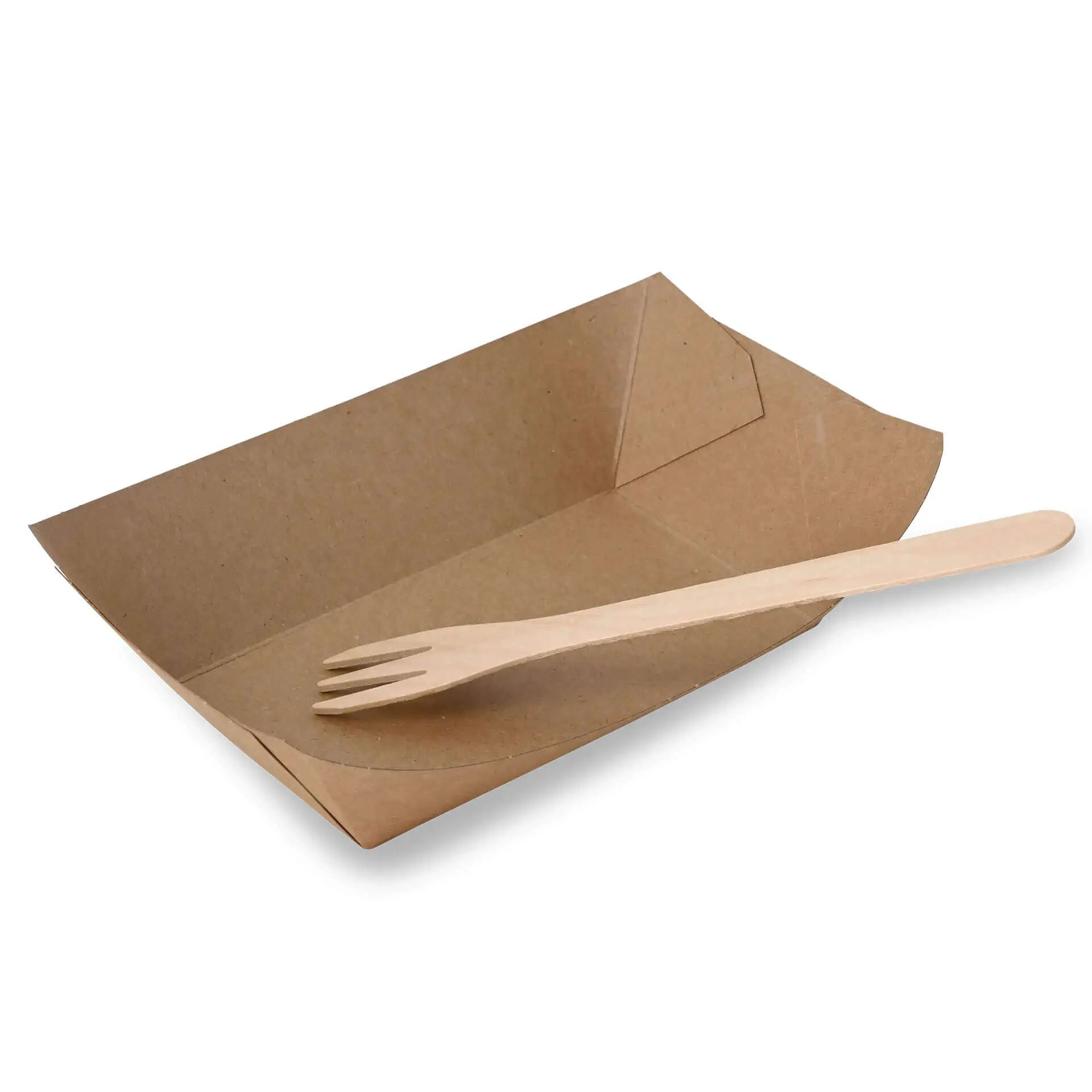 Premium Paper Food Trays 500 ml, brown, bio-coated