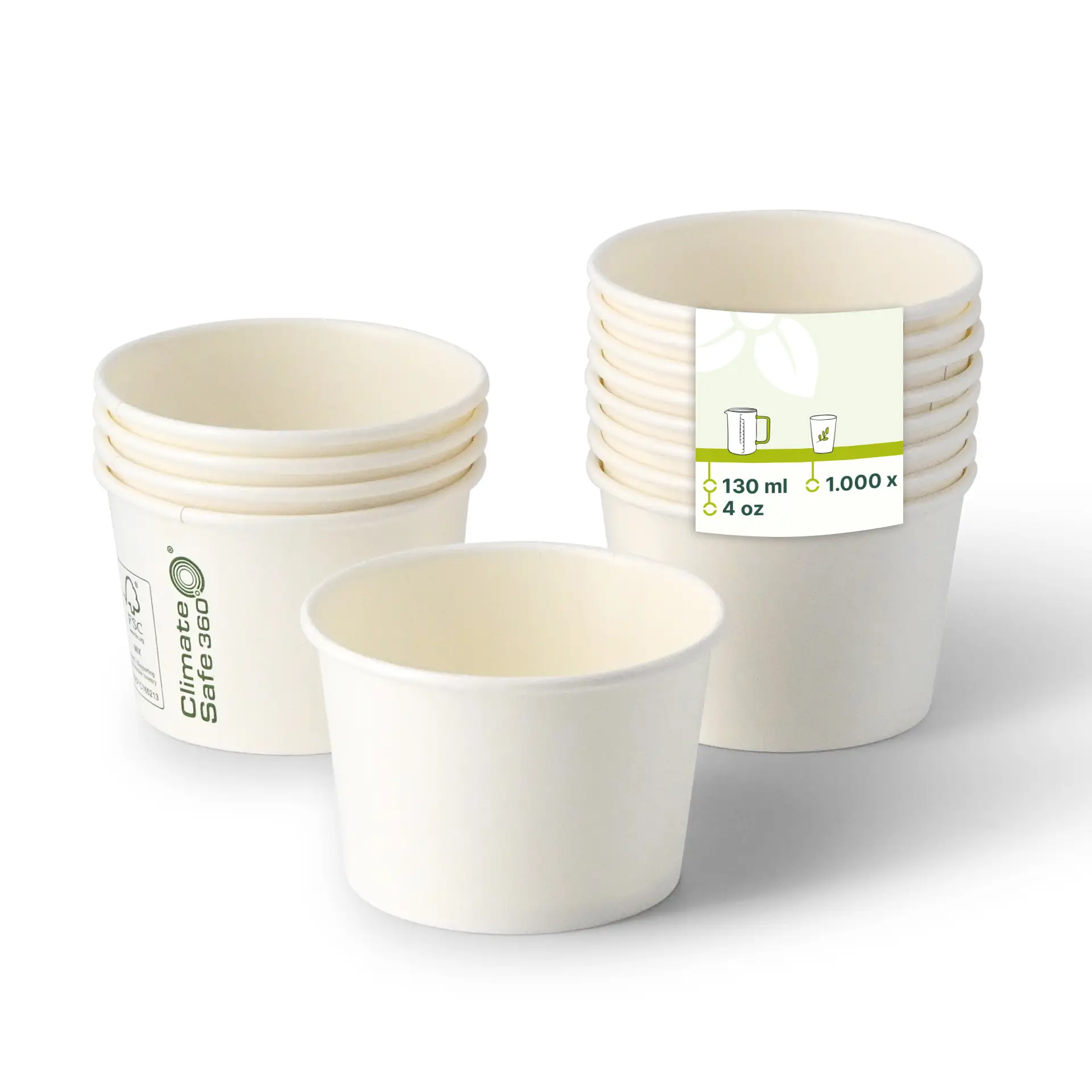 Ice cream cup made of cardboard, 75 ml, max. 130 ml, Ø 76 mm, white