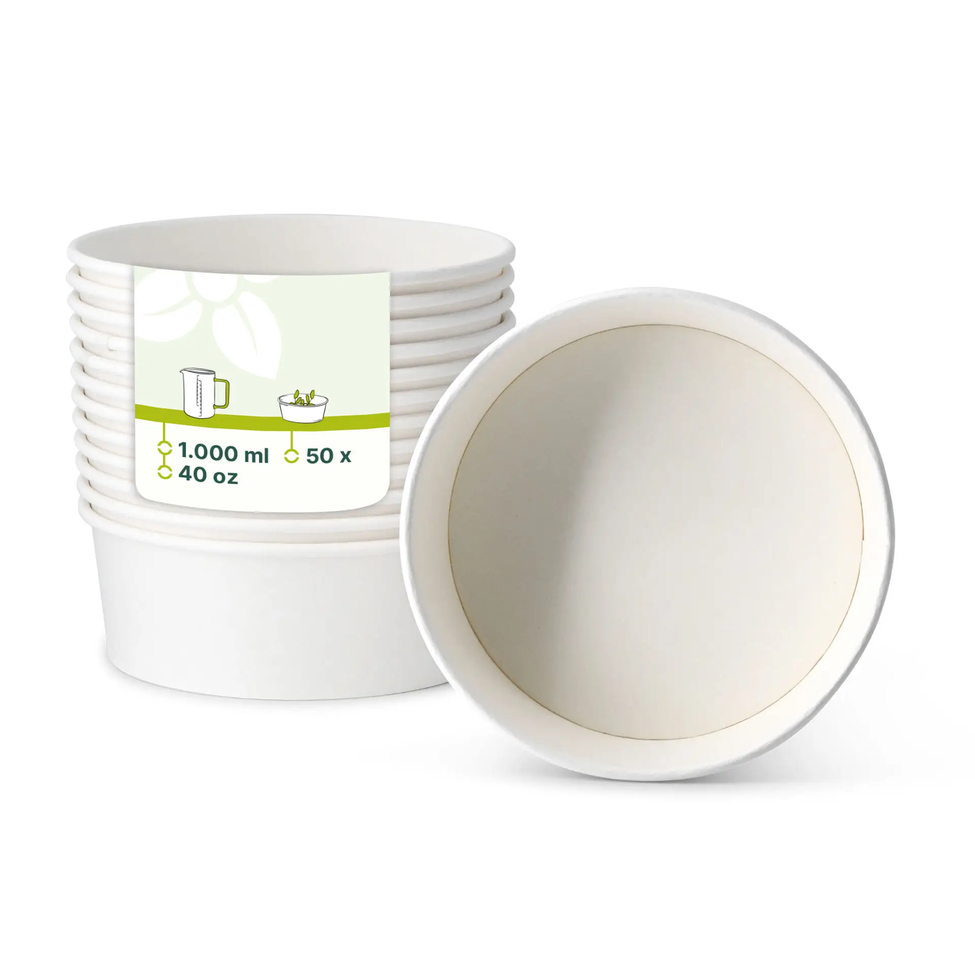 Cardboard-bowls 1000 ml, Ø 185 mm, white, round