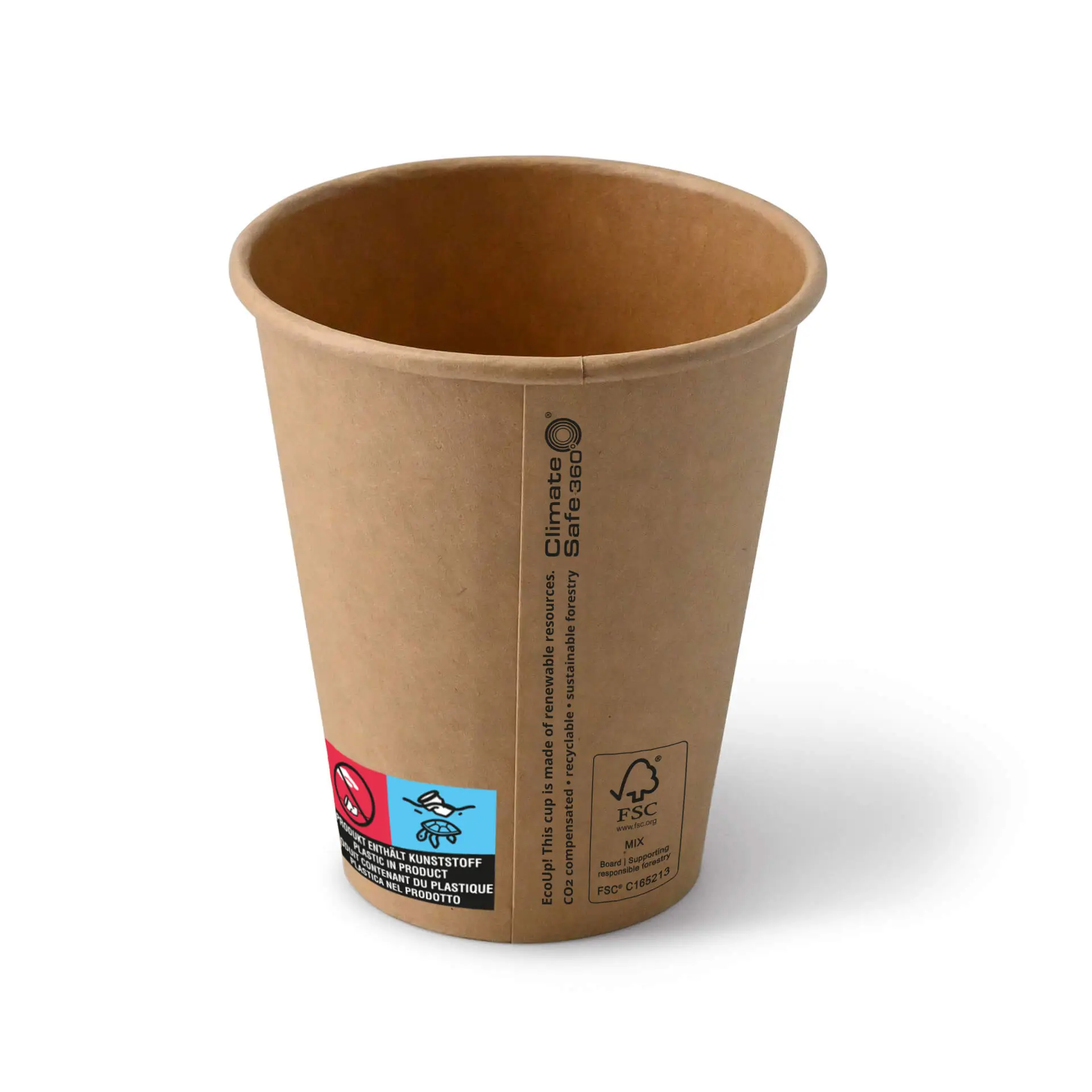 10 oz Paper cups (coated), Ø 90 mm, brown