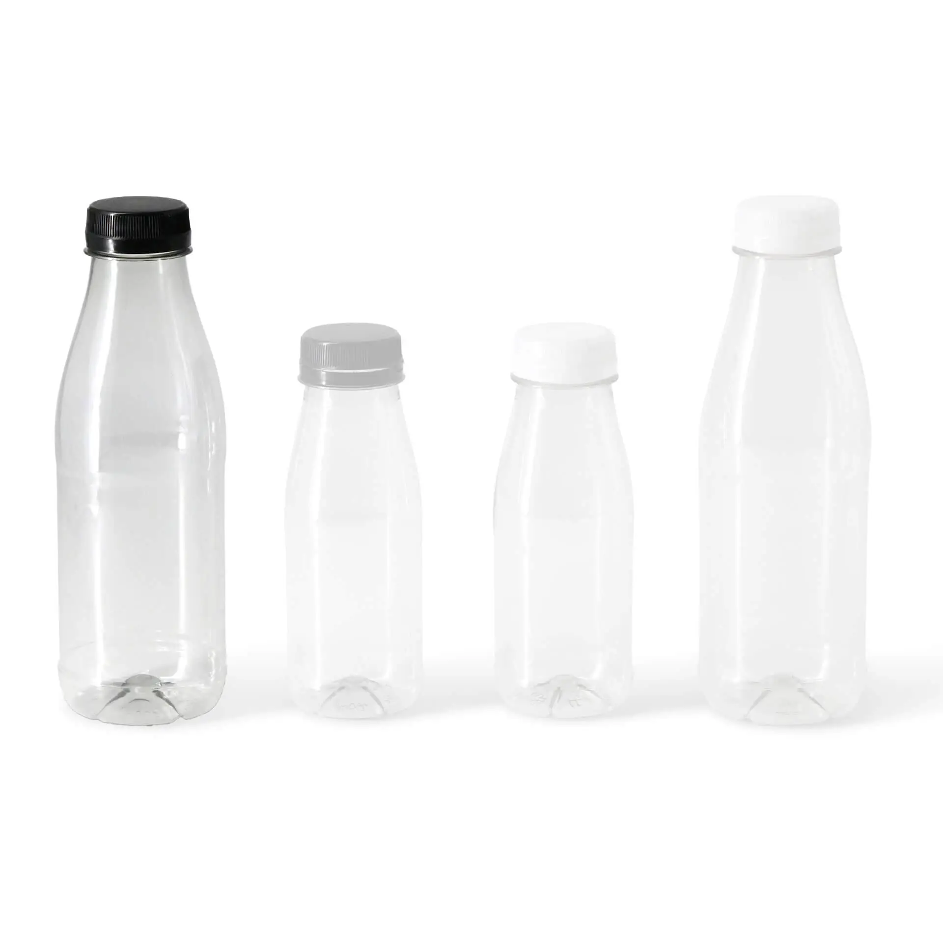 500 ml / 17.5 oz rPET bottles, clear, black lid