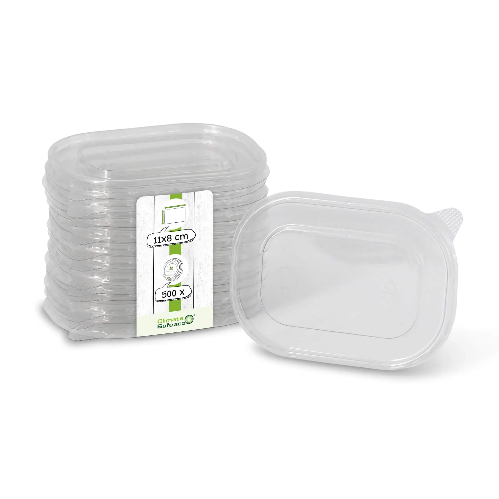 rPET-lids 11 x 8 cm, clear, rectangular