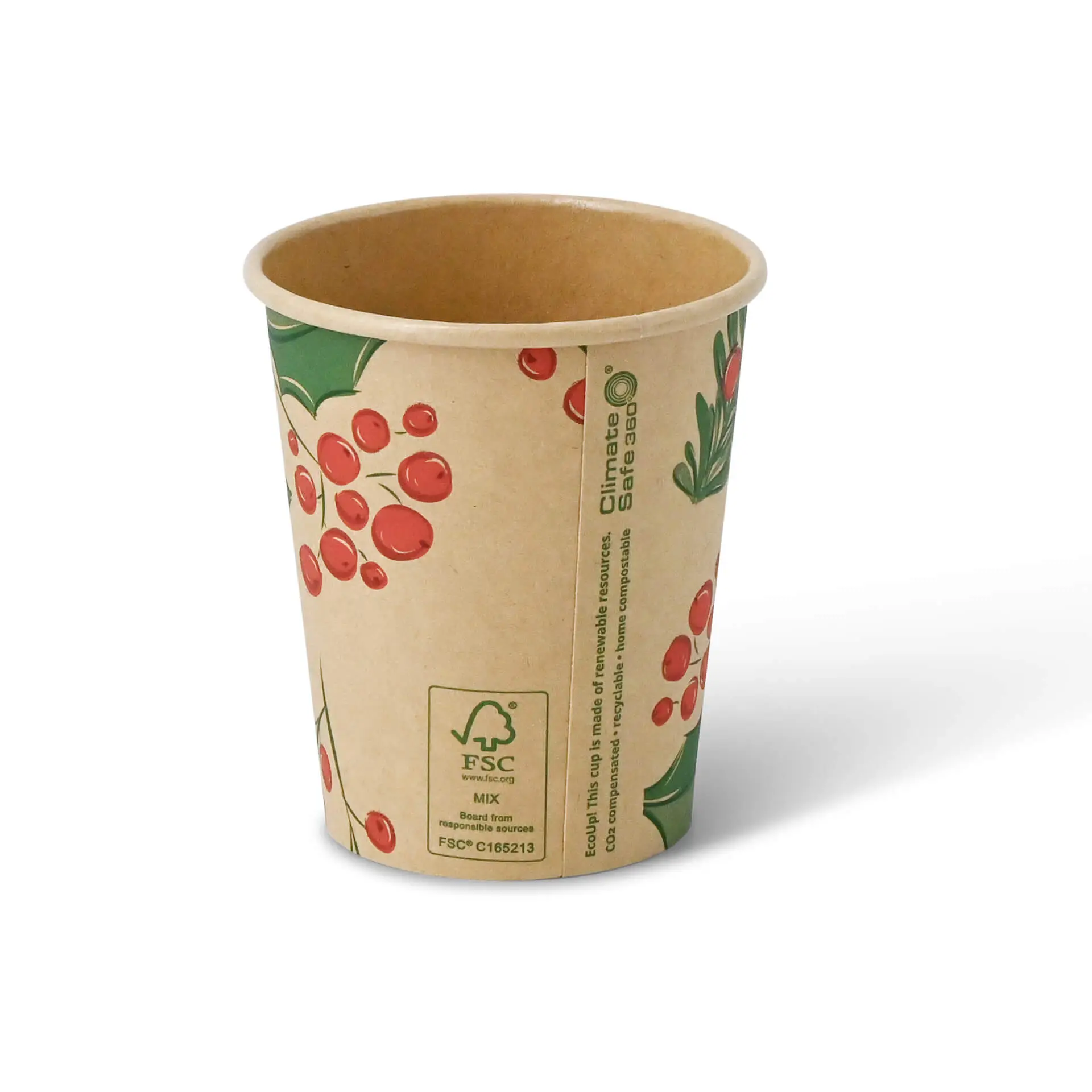 Paper cups Winter "Branches" 200 ml / 8 oz, Ø 80 mm, unbleached