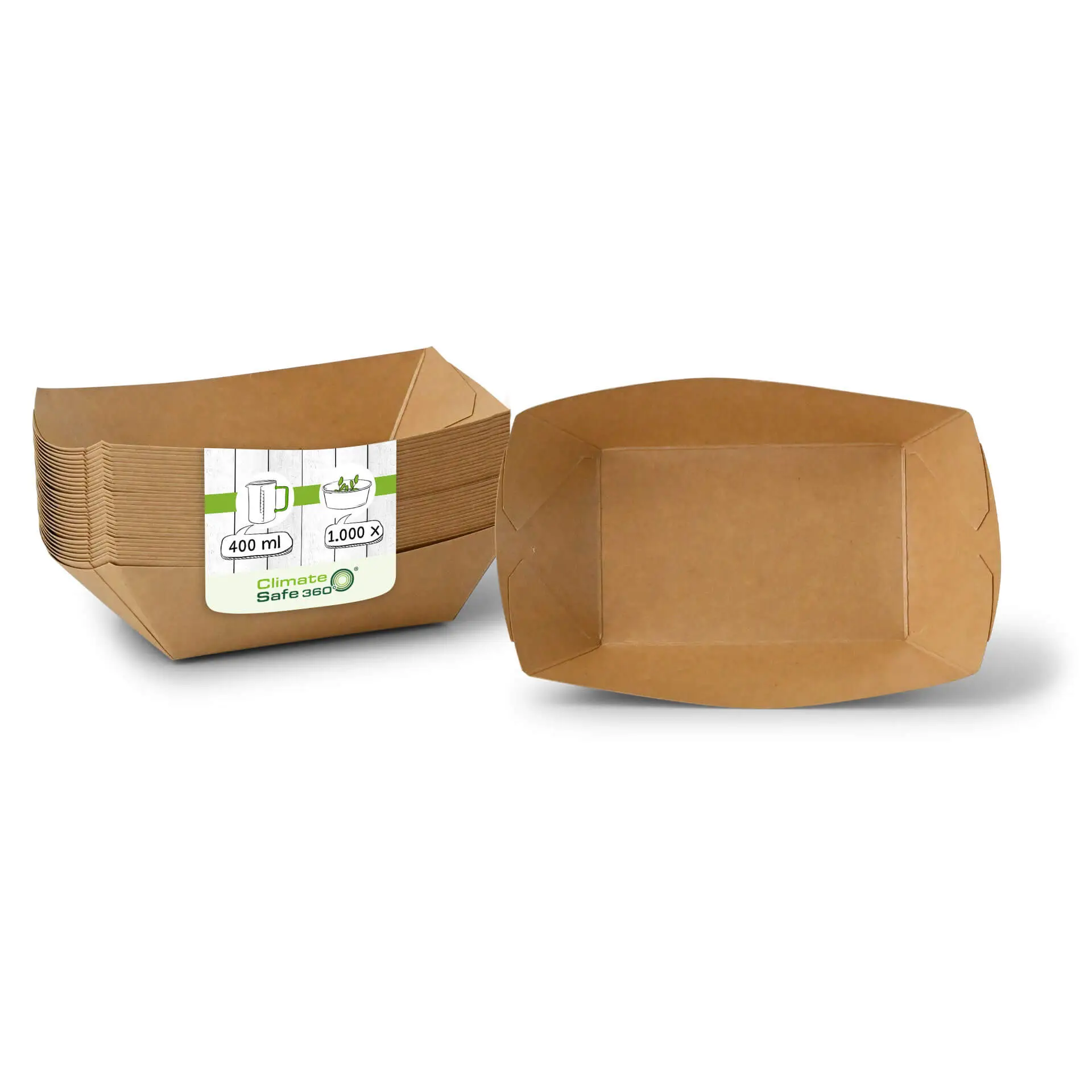 Cardboard-snack trays 400 ml, 17 x 12,5 x 4 cm, brown