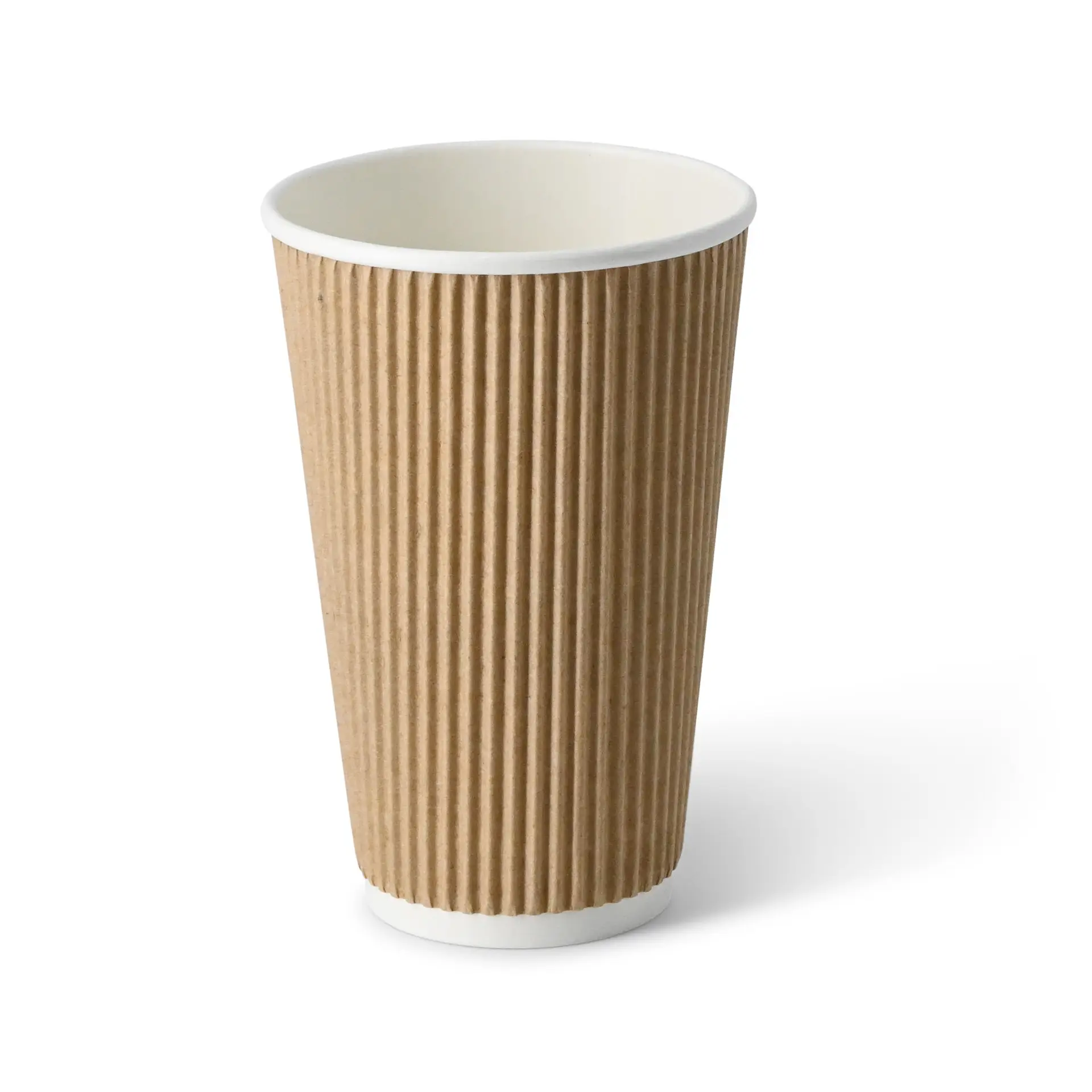 16 oz Take away coffee cups (coated) / Ripple cups, Ø 80 mm, brown, inner white