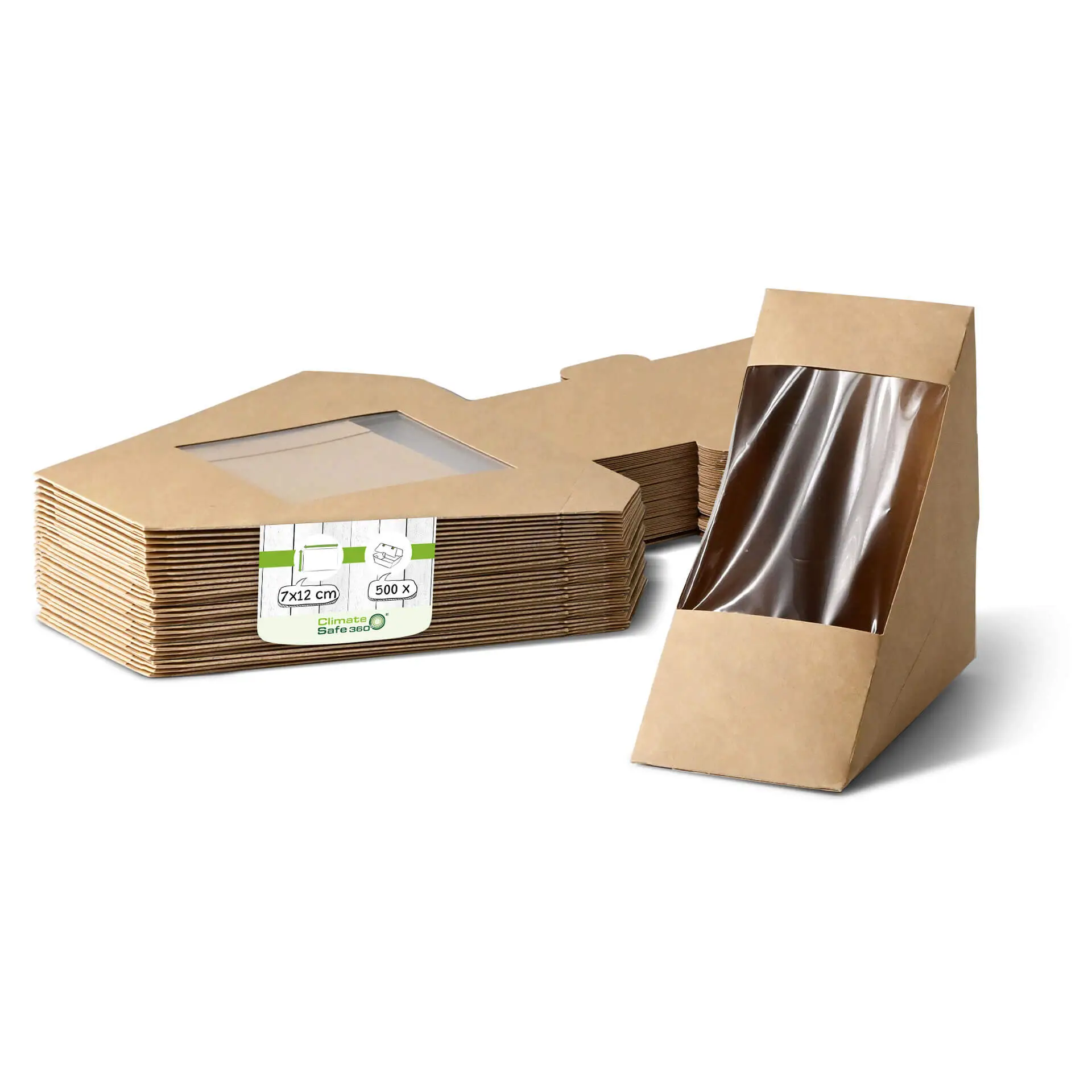 Cardboard Sandwich Boxes, PLA-window, brown