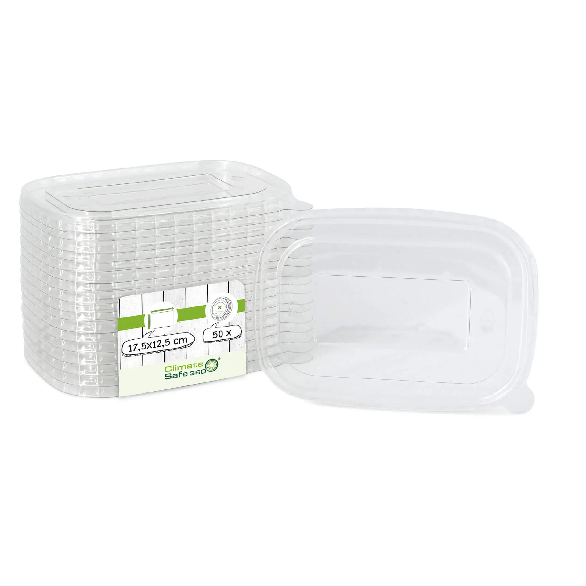 rPET-lids 17,5 x 12,5 cm, clear, rectangular