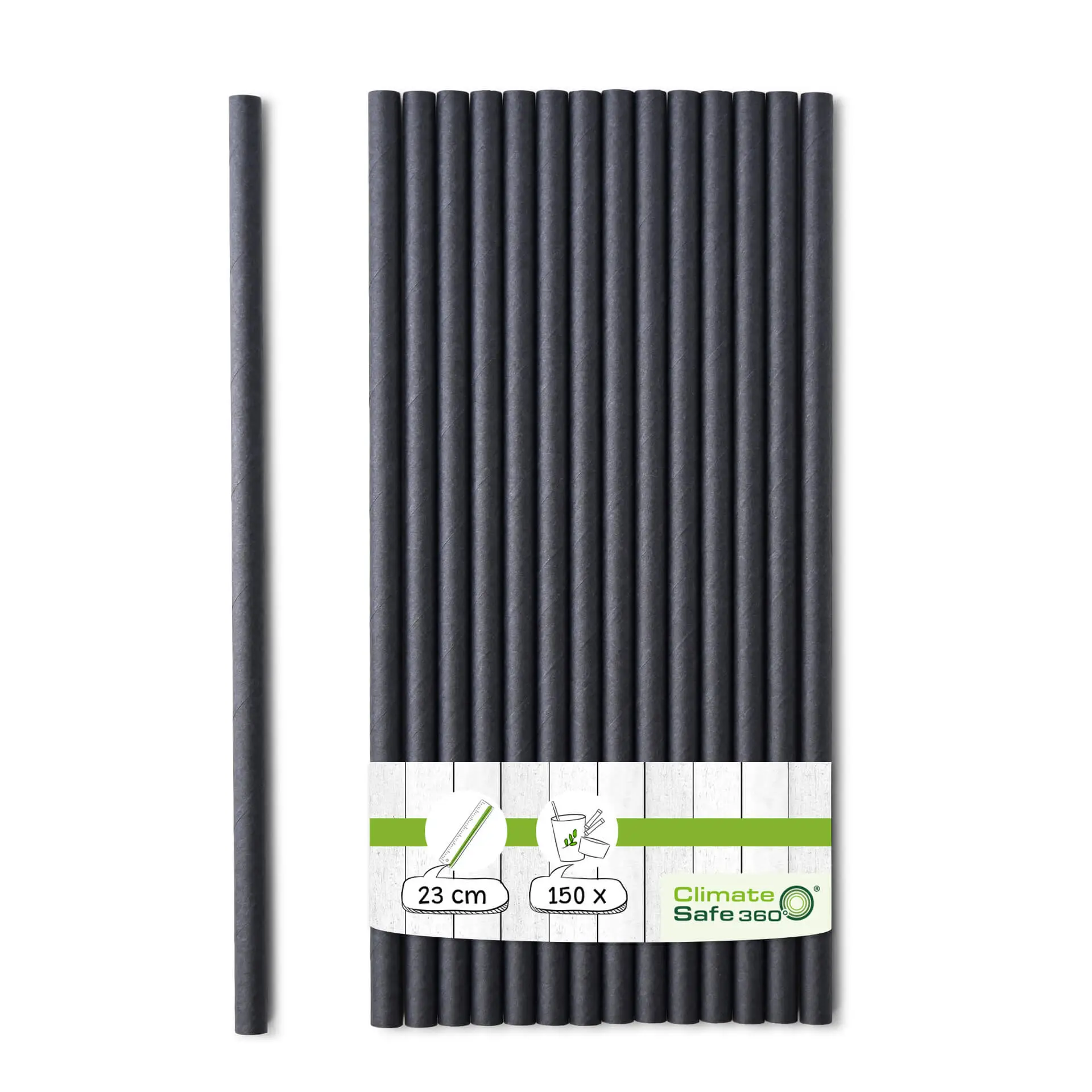 23 cm, Ø 0.8 cm Paper-jumbo-straws, black