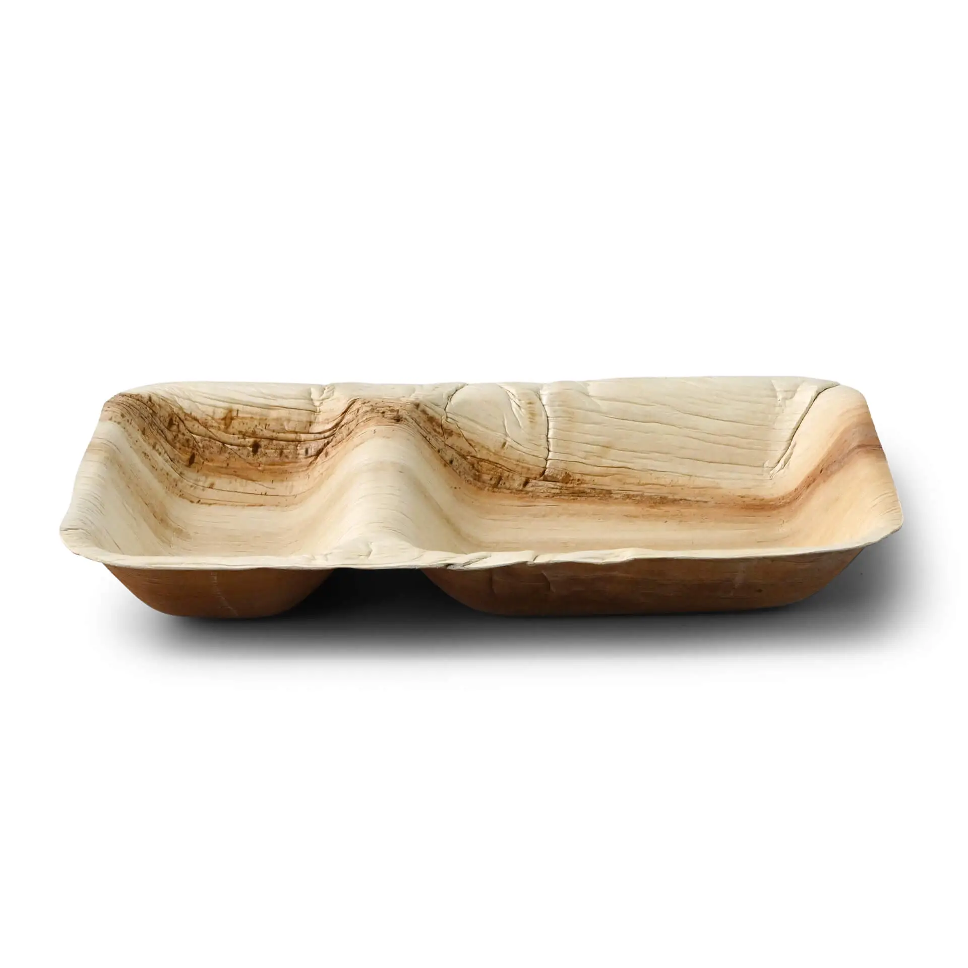 Palm Leaf Dinner Plate "Palmware®" 25 x 15 cm, 2 compartments, rectangular